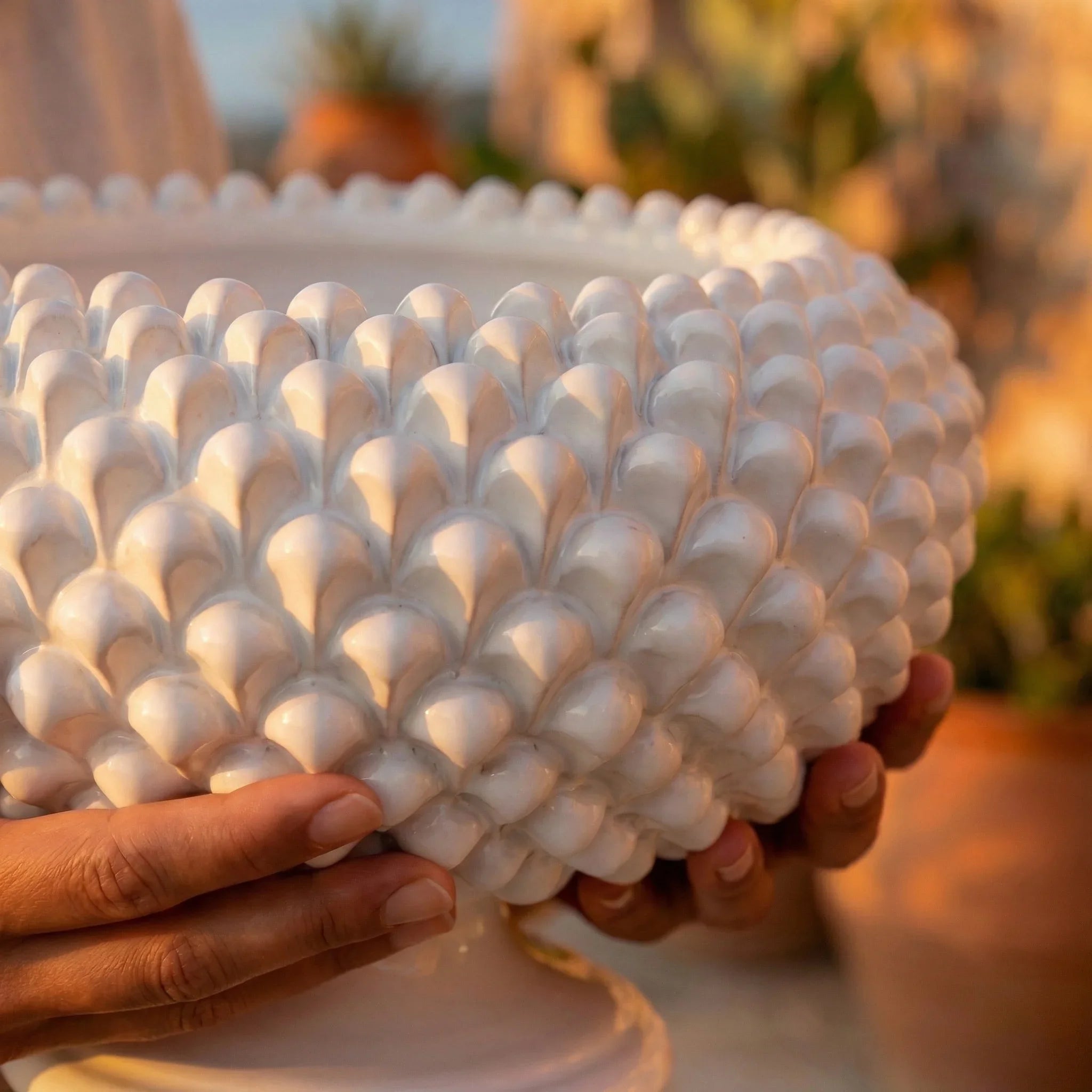Alzata a Pigna in Ceramica di Caltagirone Ø 25/33 cm - White Line