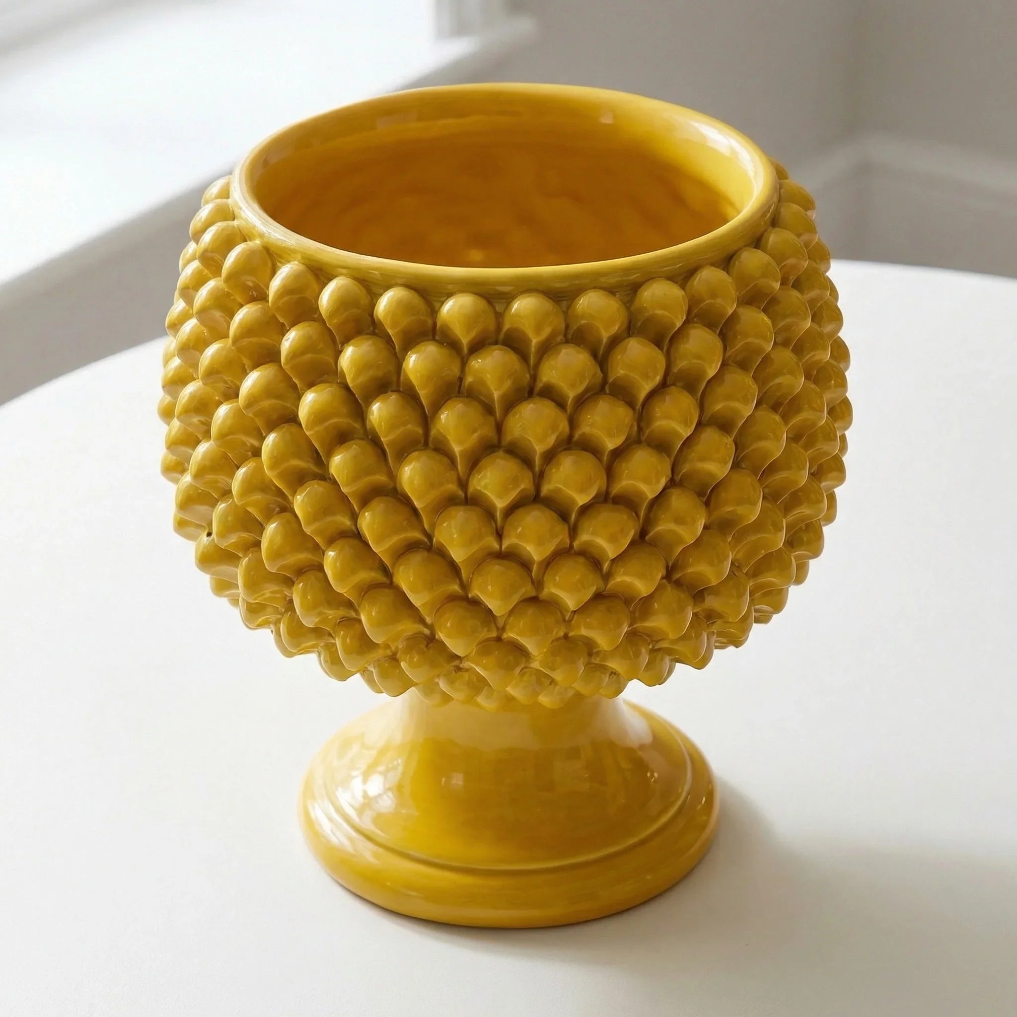 Vaso Mezza Pigna in Ceramica di Caltagirone - Senape