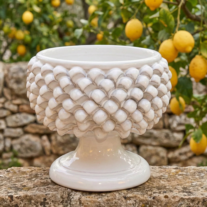 Vaso Mezza Pigna in Ceramica di Caltagirone - White Line