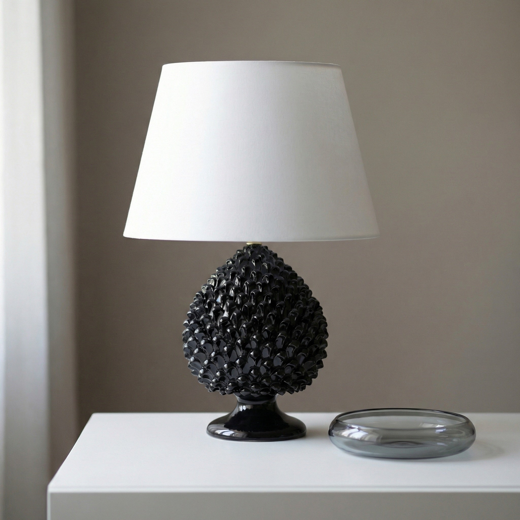Lume Pigna in Ceramica di Caltagirone - Black Line