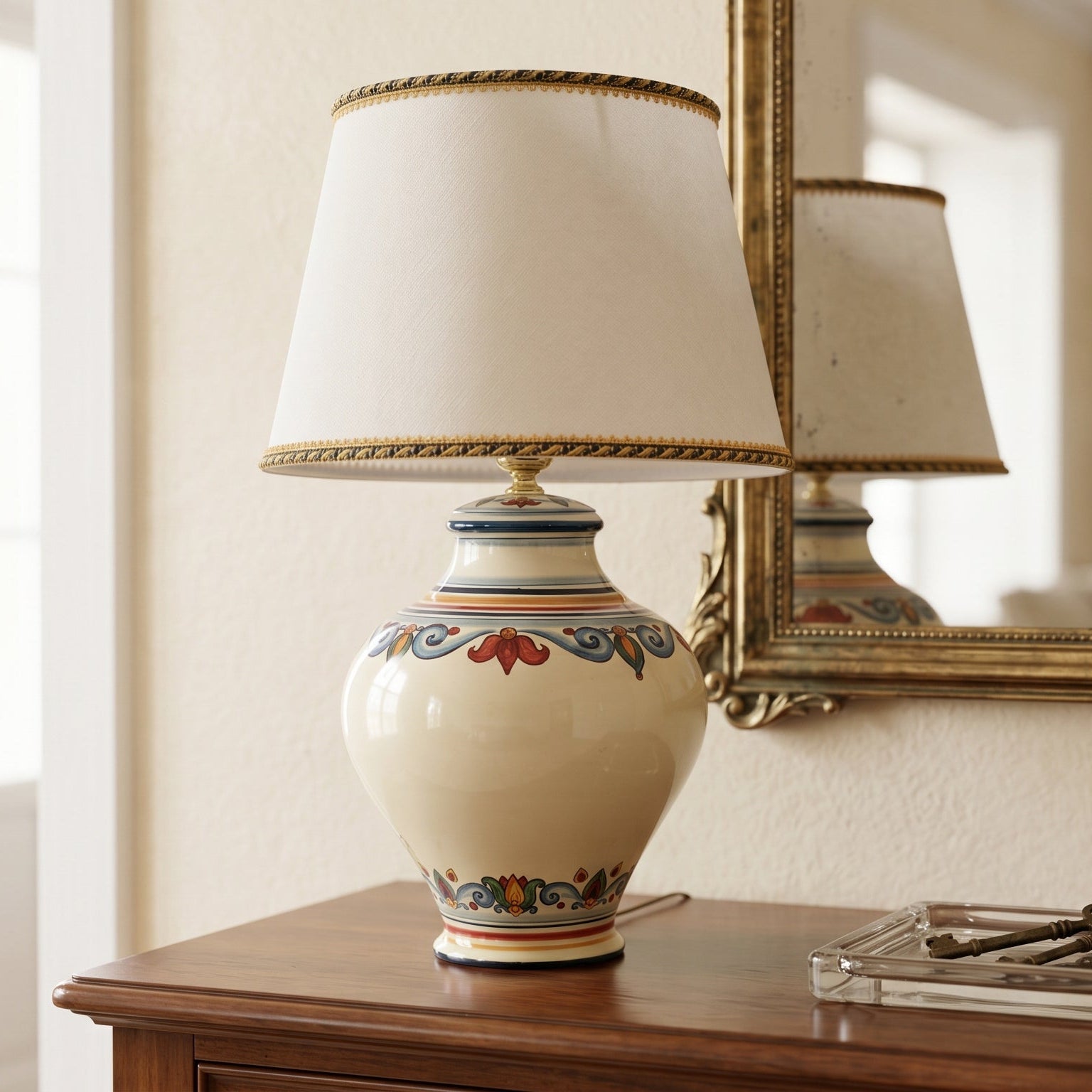 Lume Boccia in Ceramica di Caltagirone h 35 cm - Decoro Sicily
