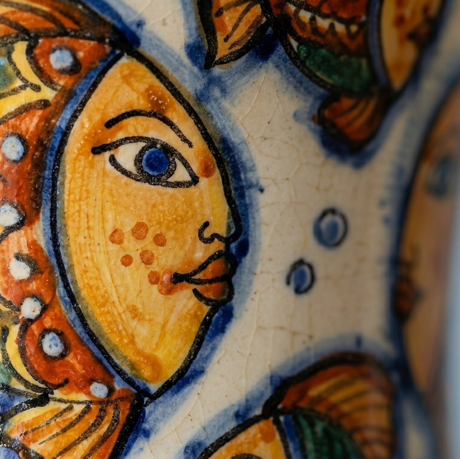 Lume Albarello in Ceramica di Caltagirone h 35 cm - Decoro Pesci