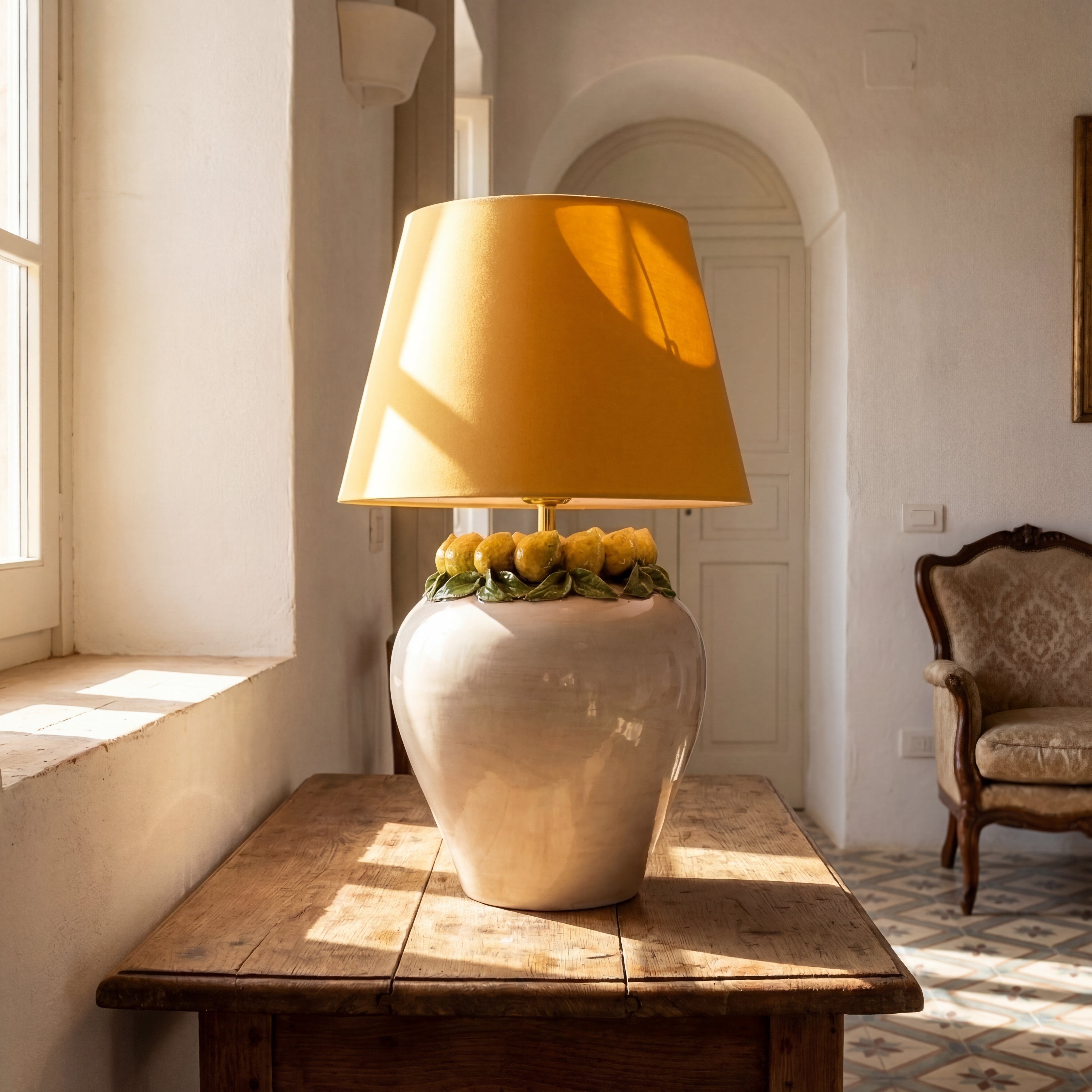 Lume Boccia in Ceramica di Caltagirone h 27 cm - Limoni Siciliani