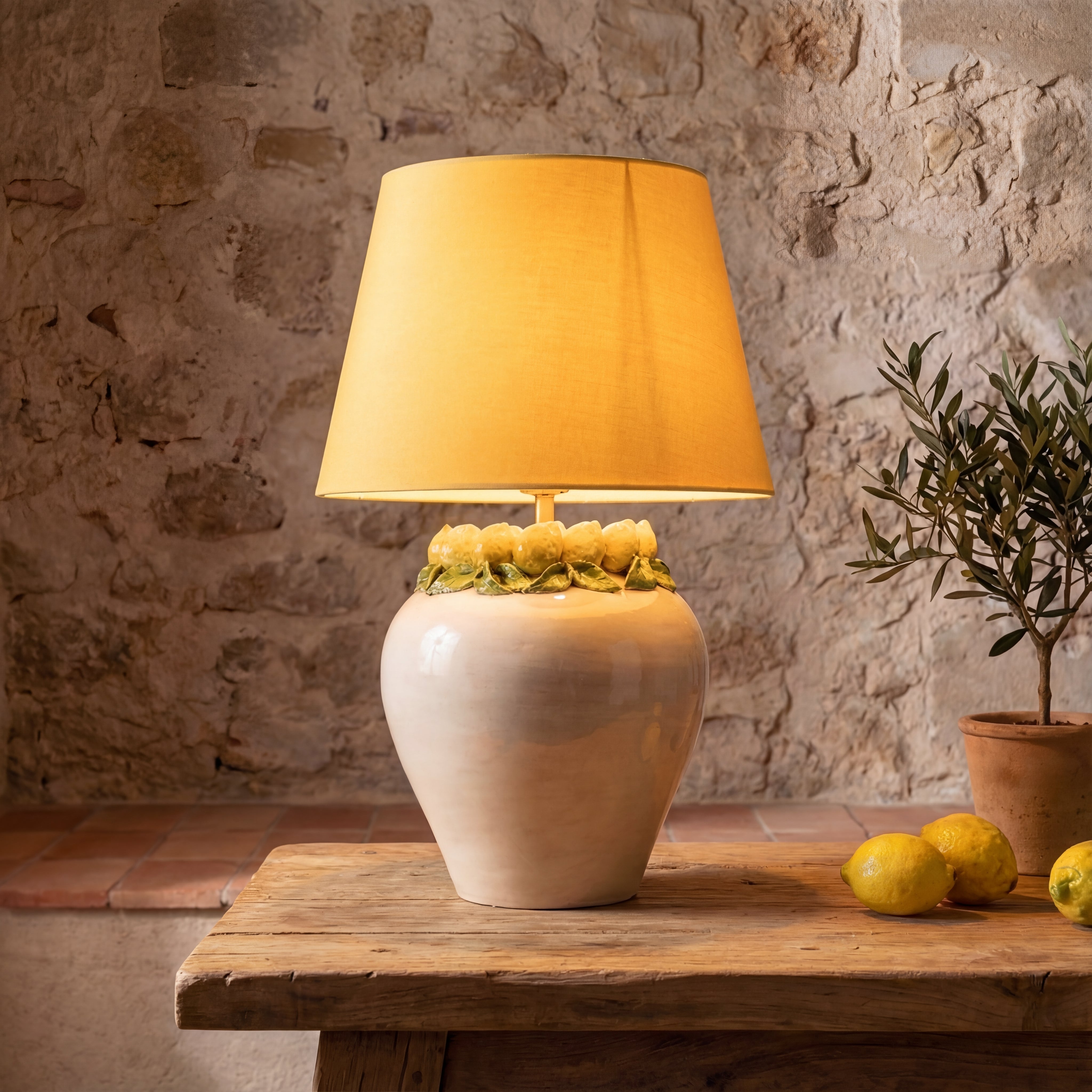 Lume Boccia in Ceramica di Caltagirone h 27 cm - Limoni Siciliani