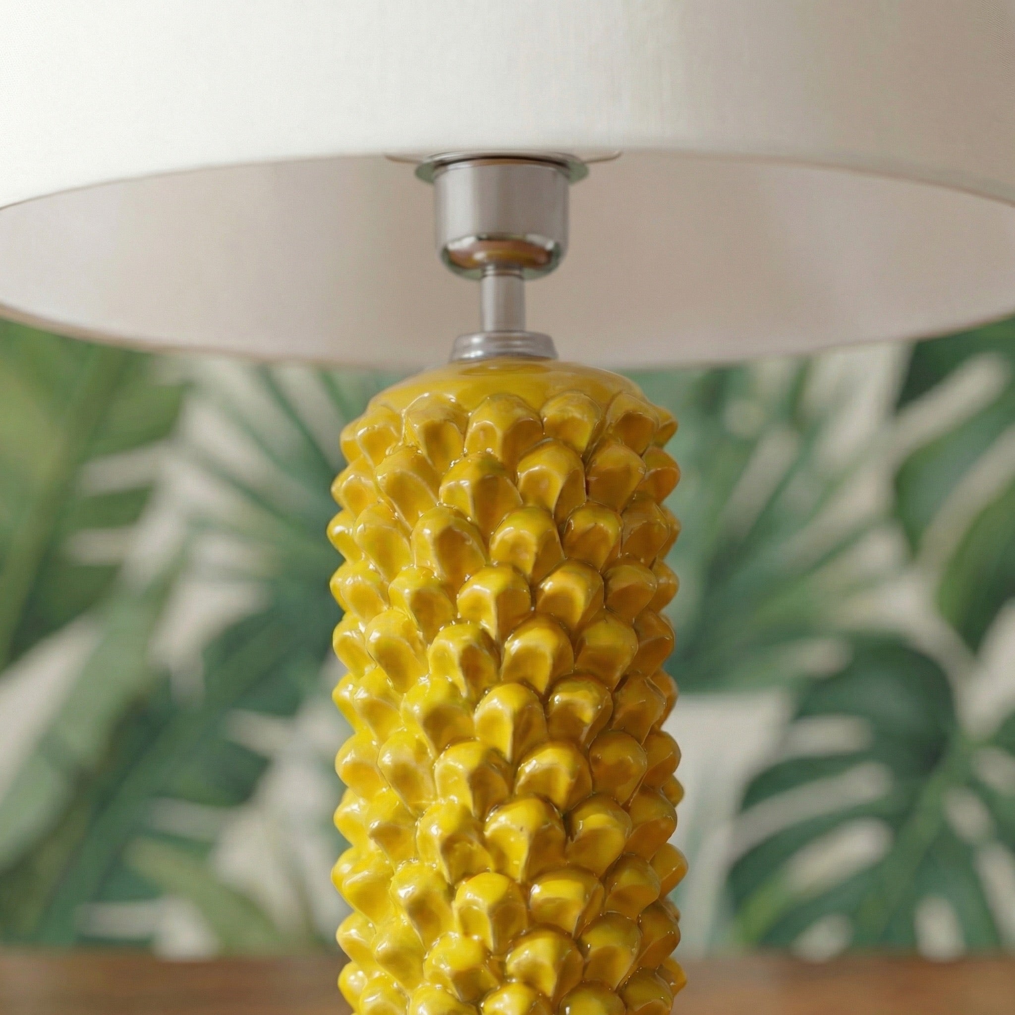 Lume Pigna Cilindro in Ceramica di Caltagirone h 60 cm - Senape
