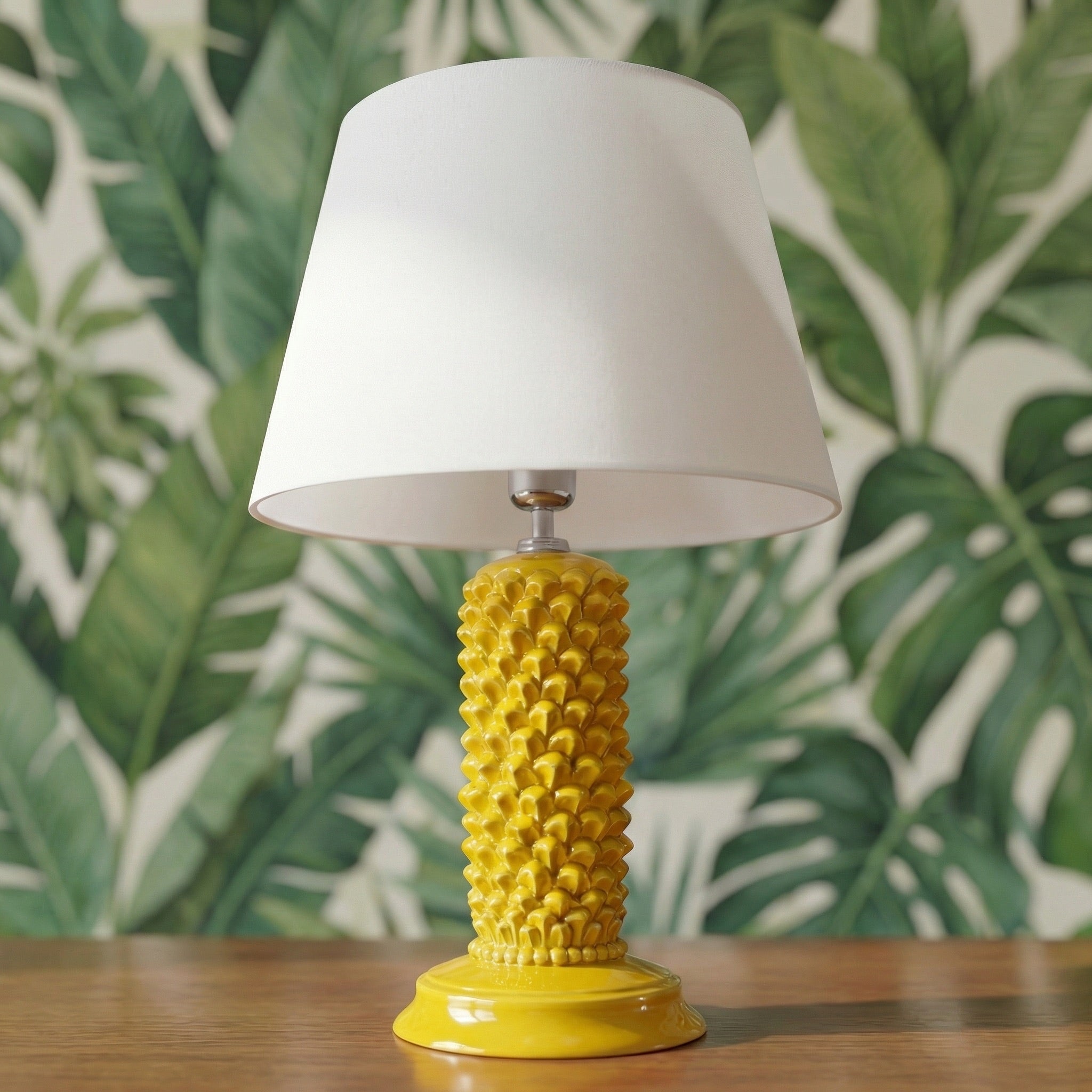 Lume Pigna Cilindro in Ceramica di Caltagirone h 60 cm - Senape