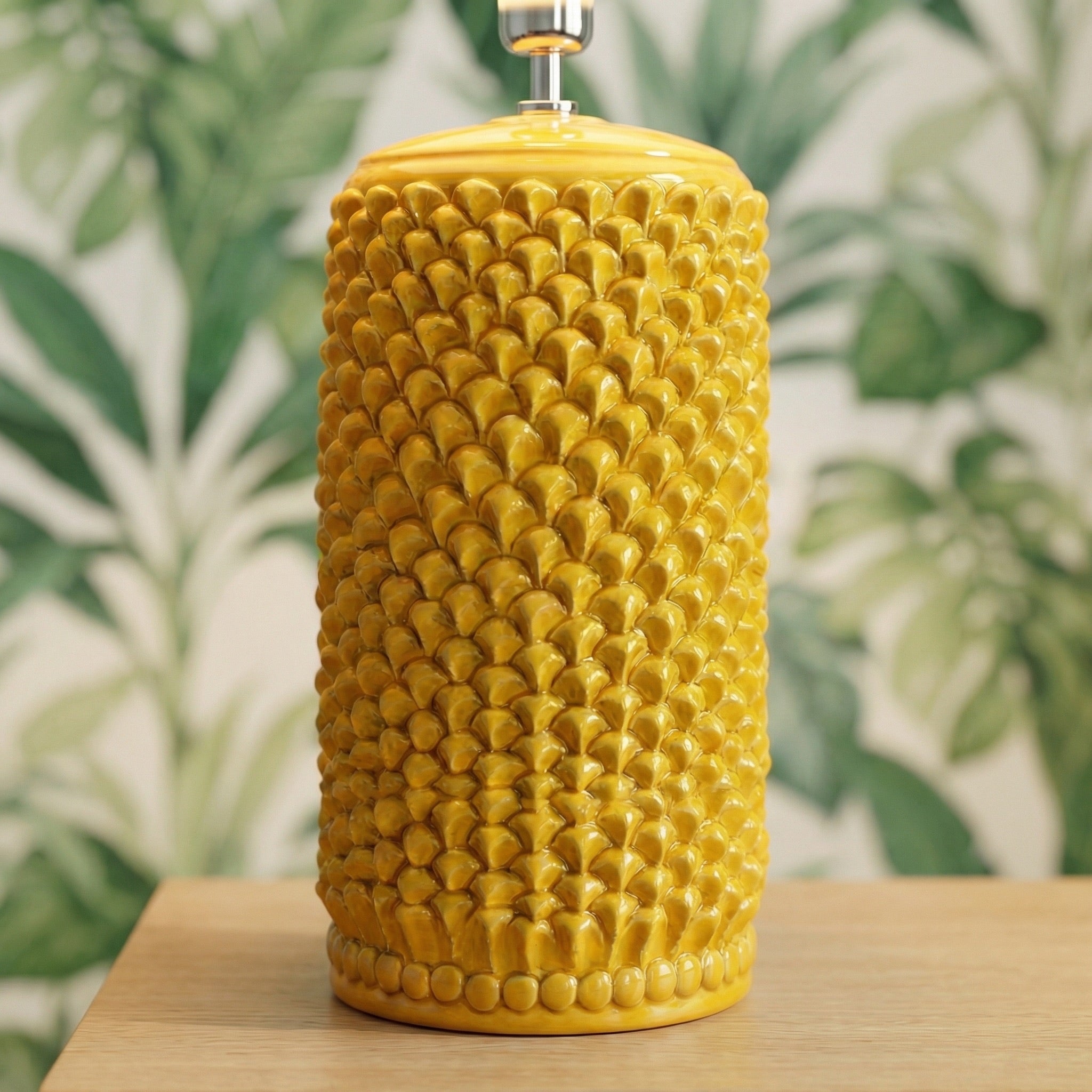 Lume Pigna Cilindro in Ceramica di Caltagirone h 60 cm - Senape