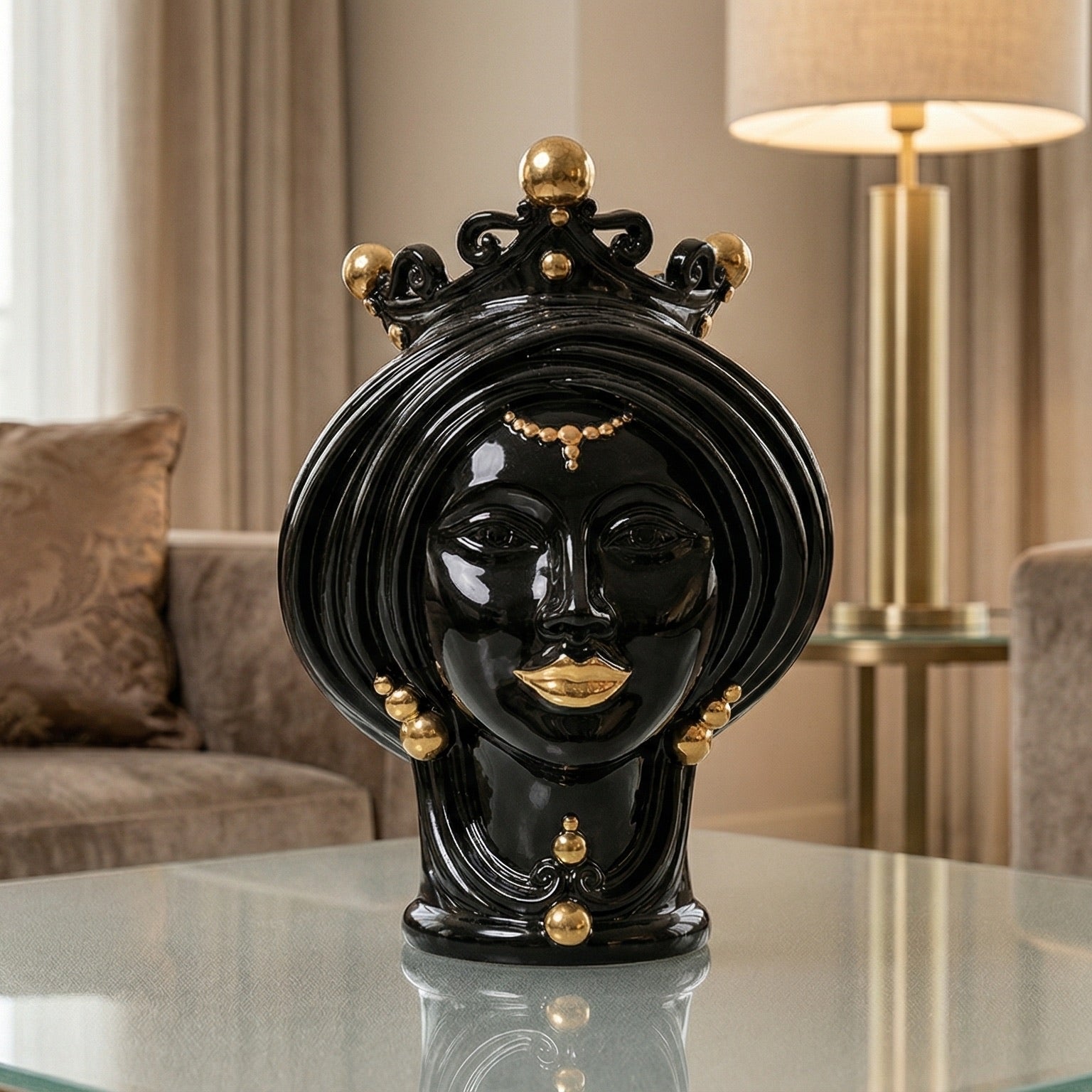Testa di Moro h 30 cm - Donna, Black and Gold