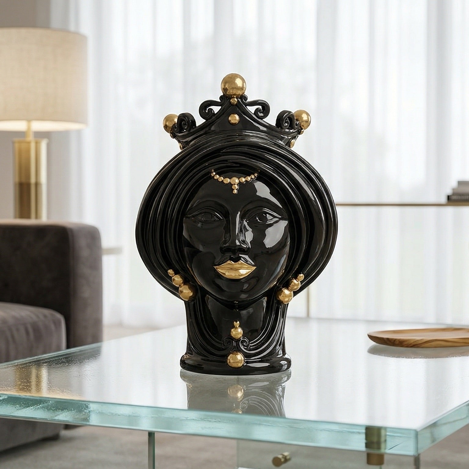 Testa di Moro h 30 cm - Donna, Black and Gold