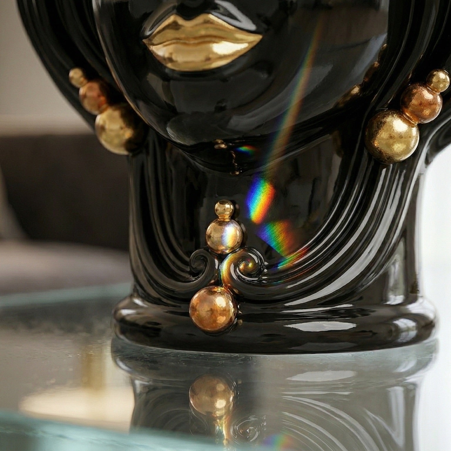 Testa di Moro h 30 cm - Donna, Black and Gold