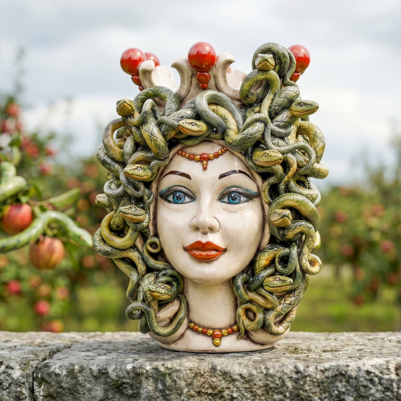 Testa Medusa h 38 cm - Madreperla | Ceramica Caltagirone