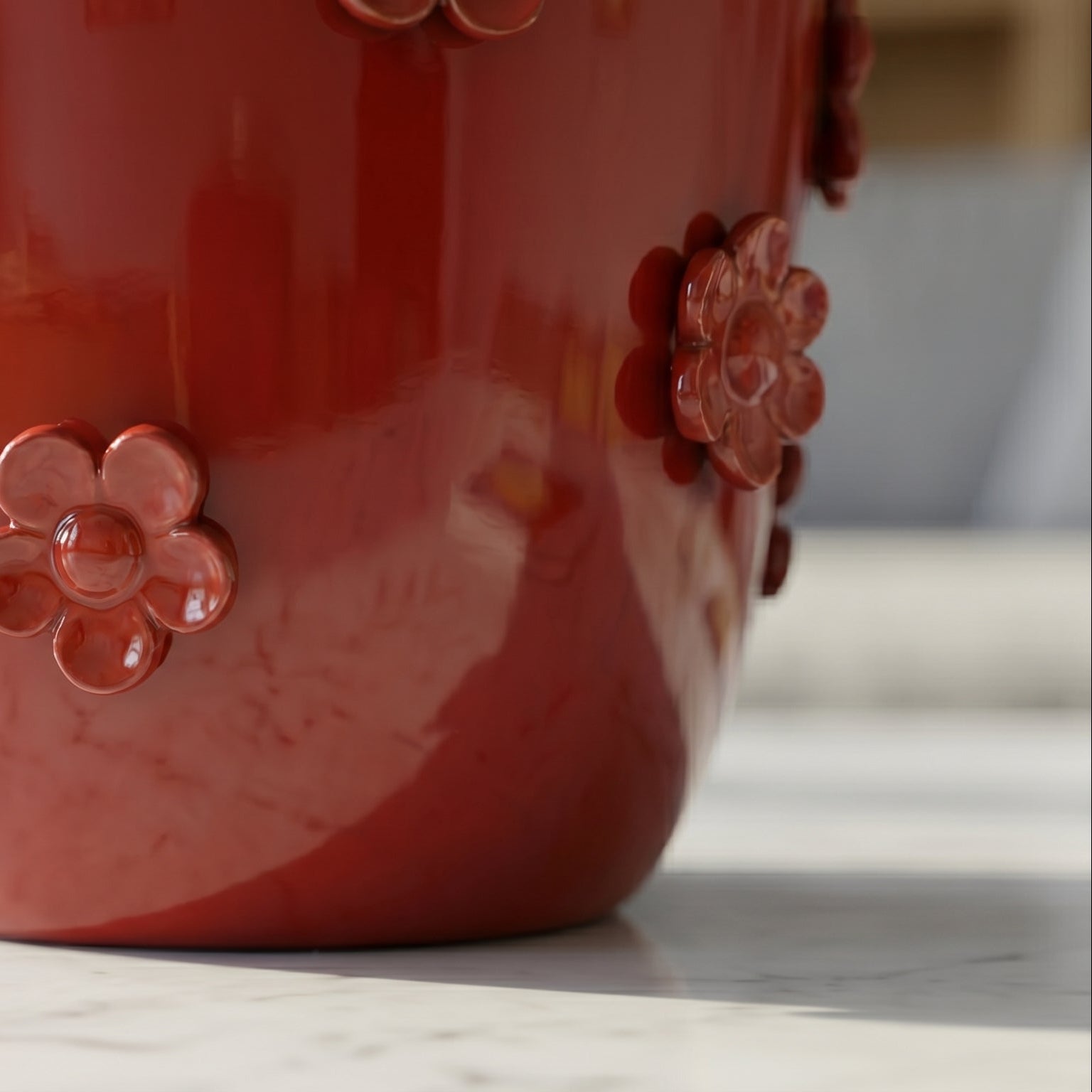 Vaso boccia con fiori Linea Rosso Fuoco