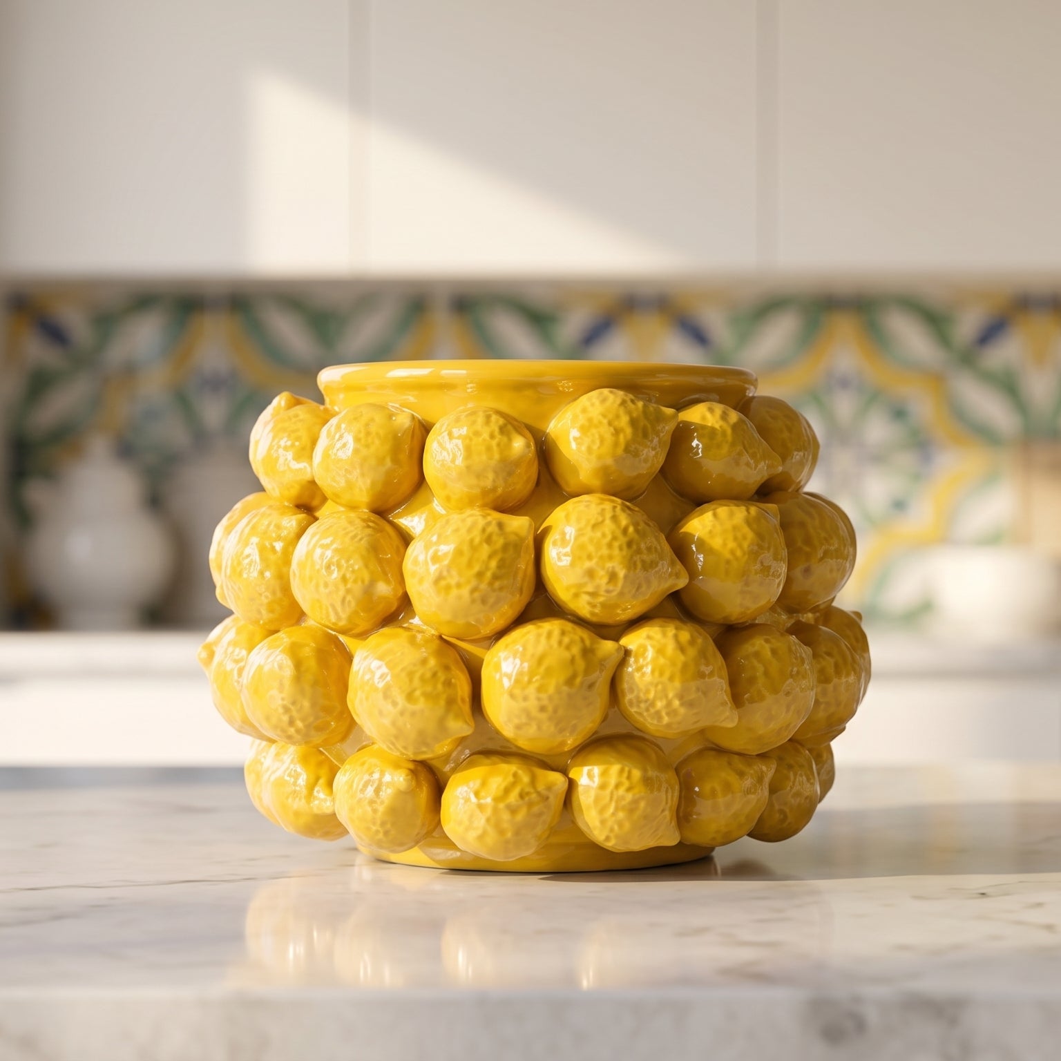 Vaso con Limoni in Ceramica di Caltagirone - Linea Decorativa