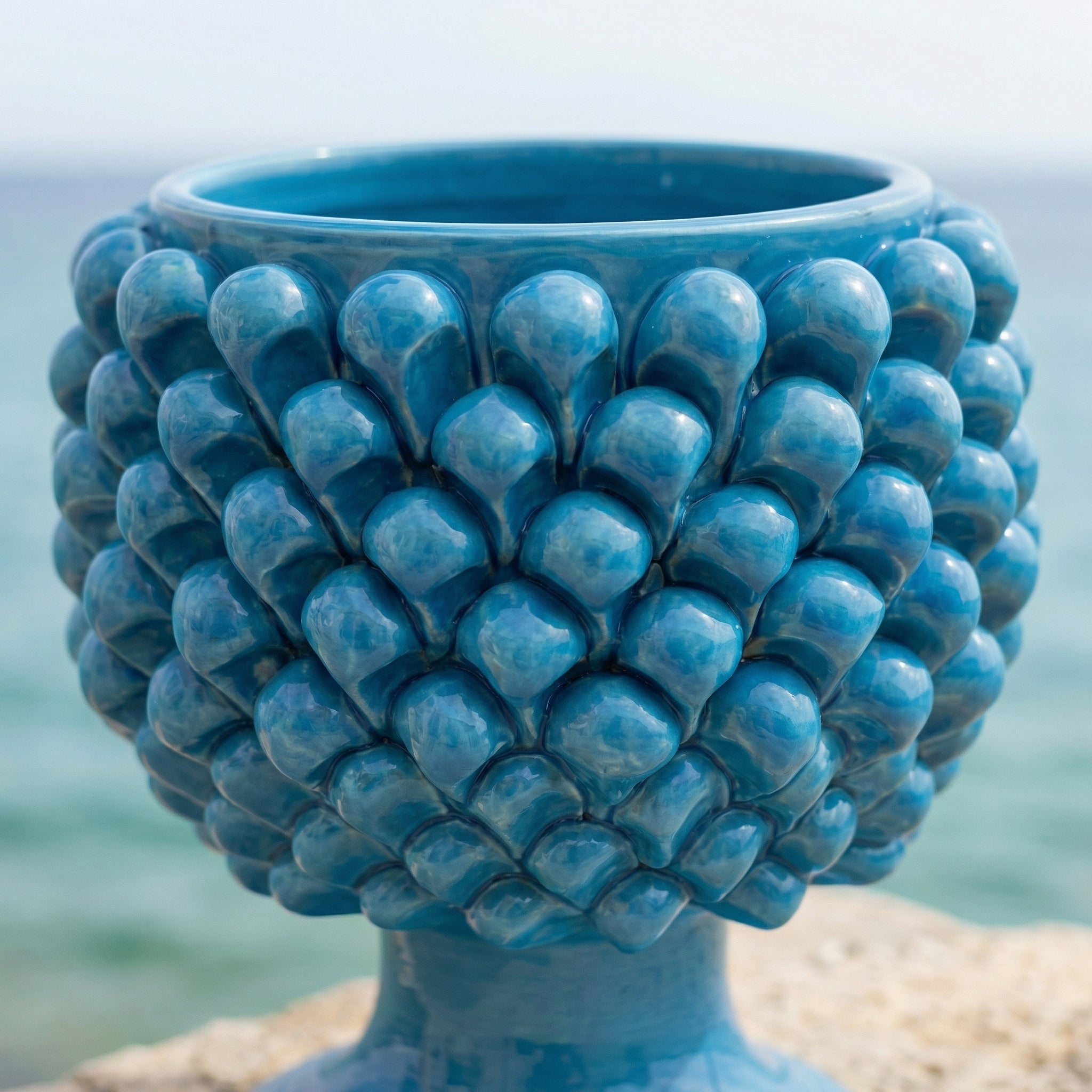 Vaso Mezza Pigna in Ceramica di Caltagirone - Turchese