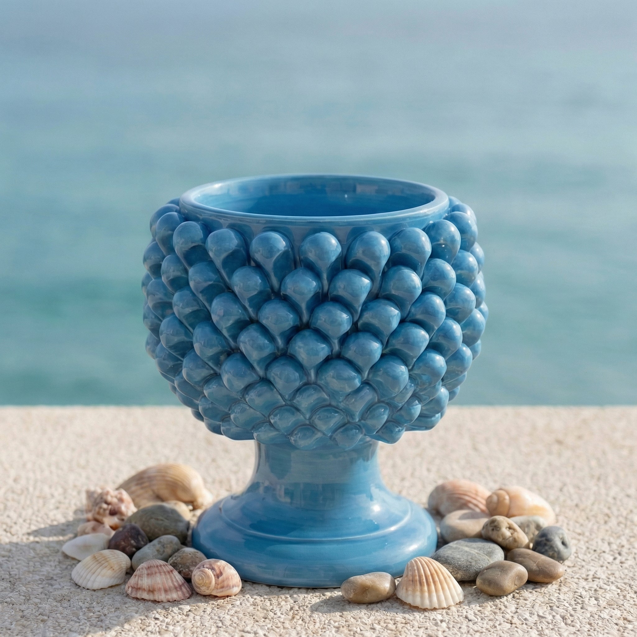 Vaso Mezza Pigna in Ceramica di Caltagirone - Turchese