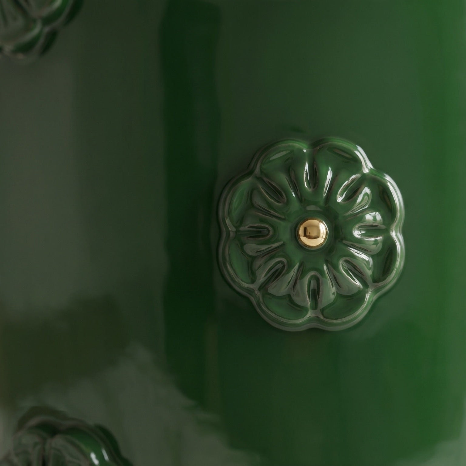 Vaso in Ceramica di Caltagirone h 37 cm - Rosone, Verde Antico e Oro