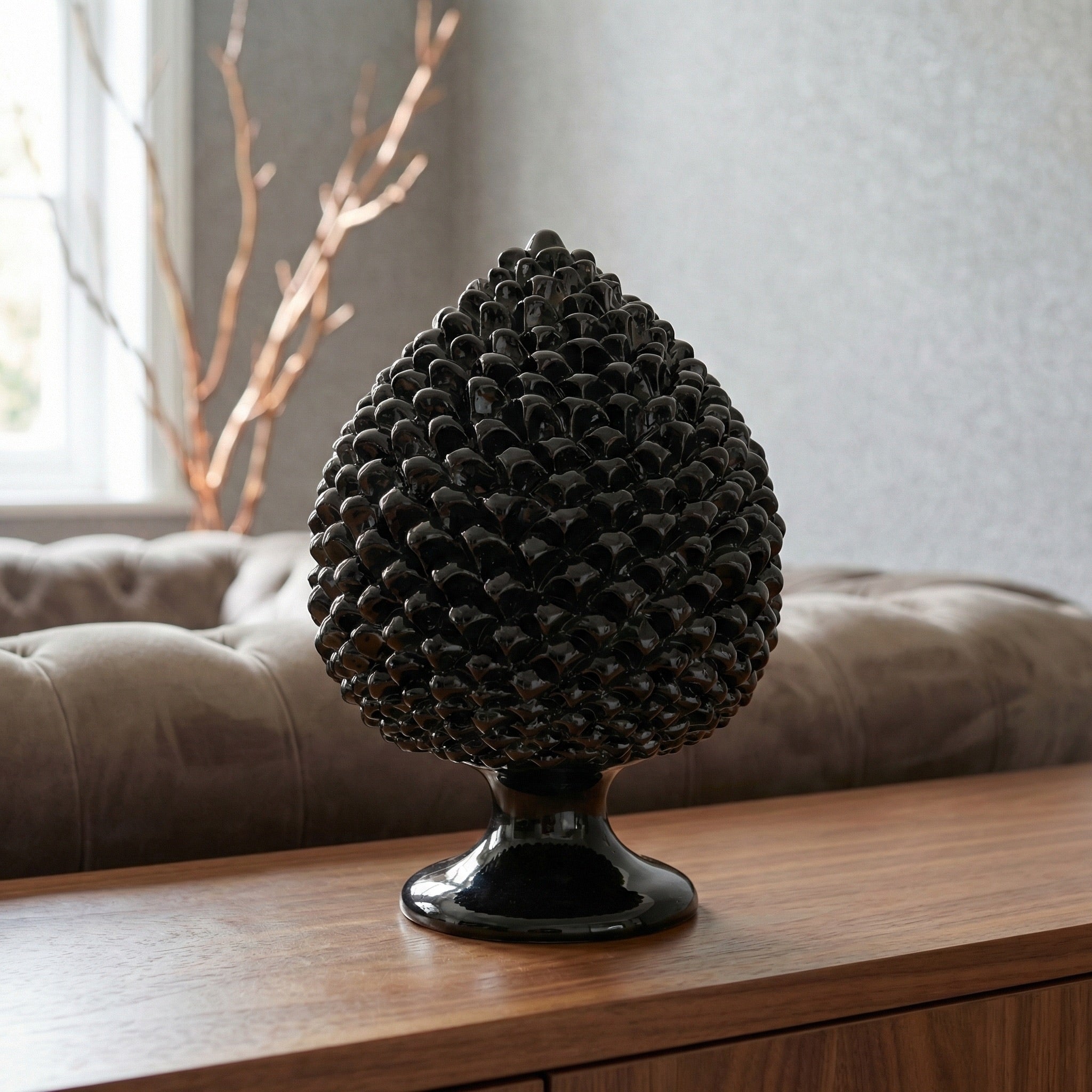 Pigna Artigianale in Ceramica di Caltagirone h 15/40 cm - Black Line