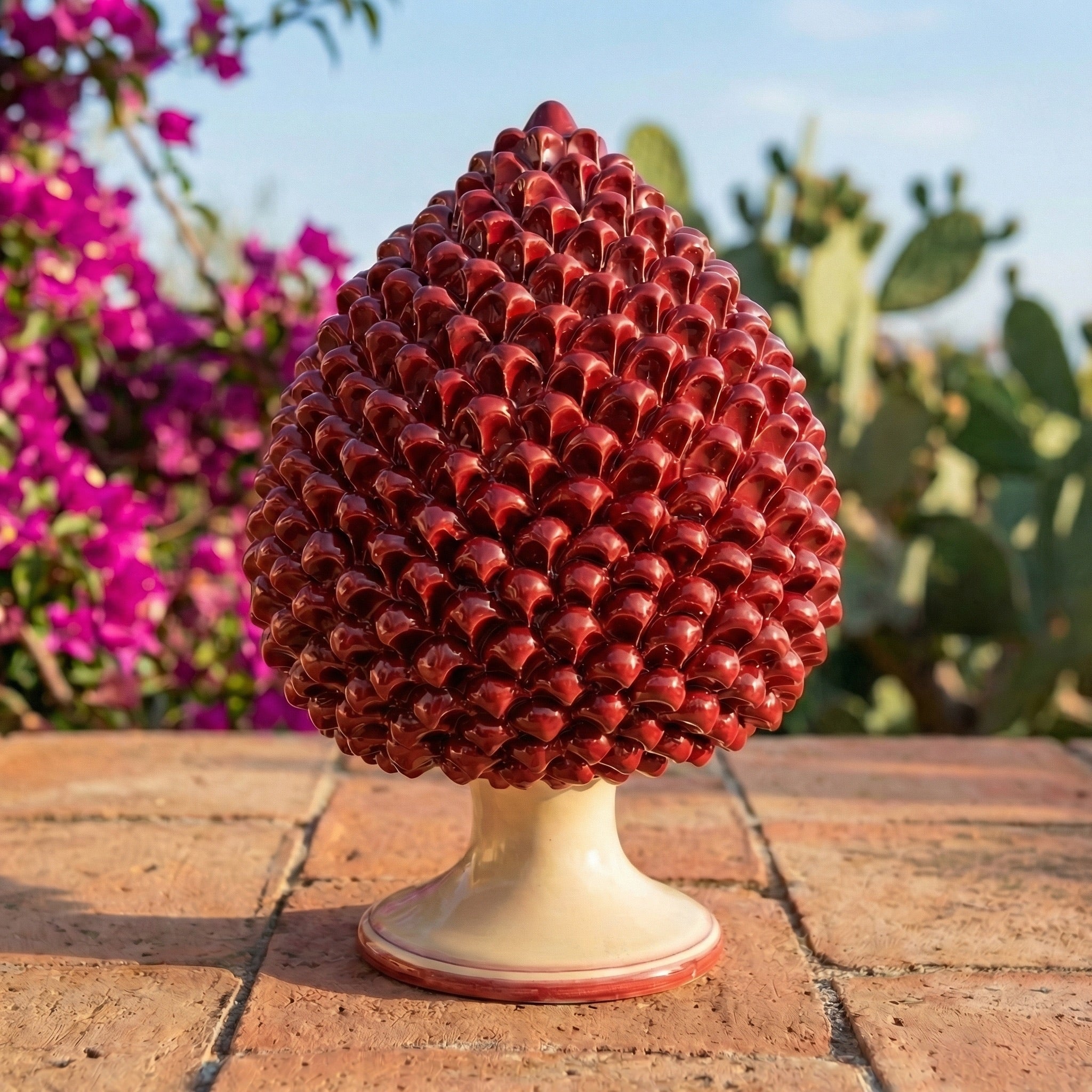 Pigna Artigianale in Ceramica di Caltagirone h 15/40 cm - Mono Bordeaux