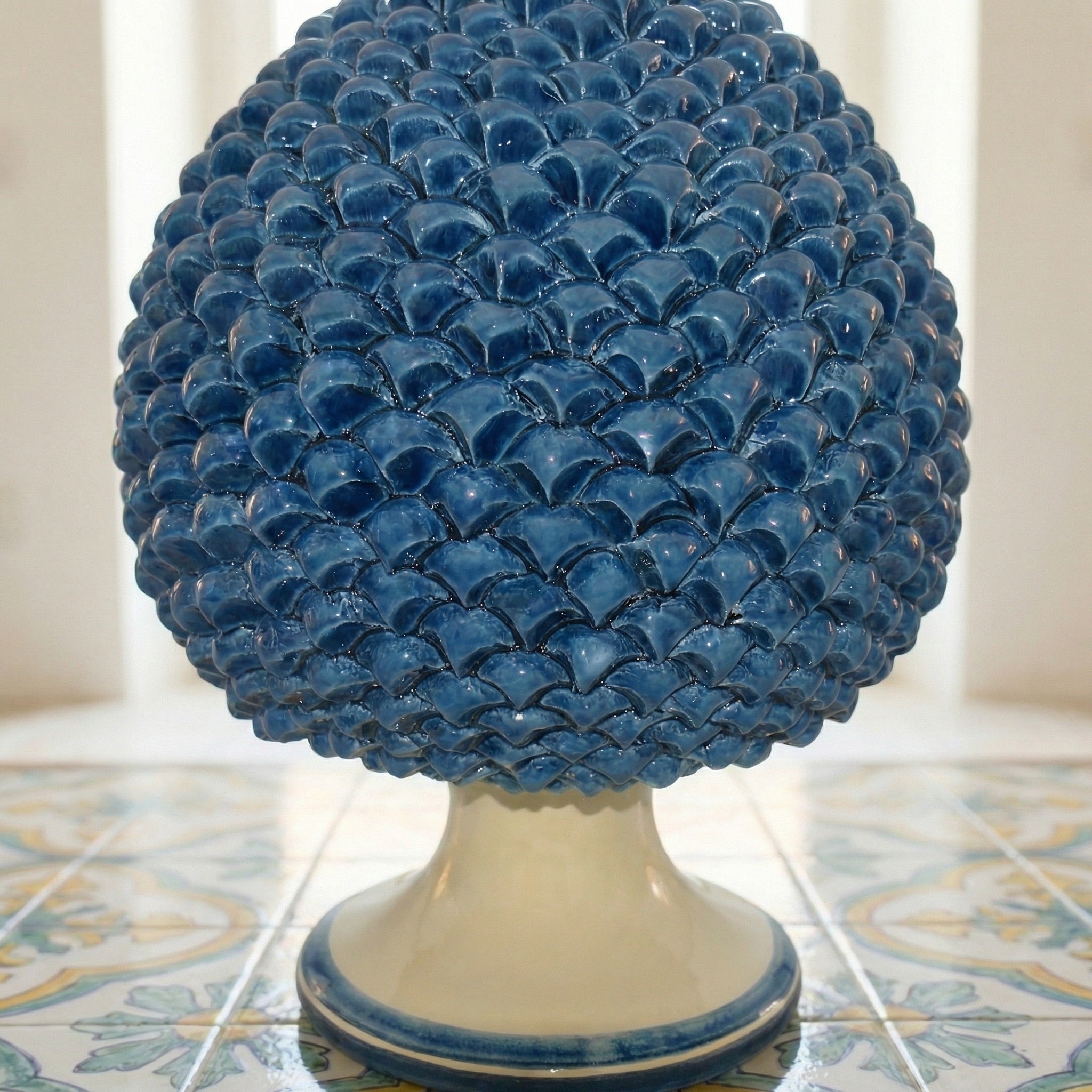 Pigna Artigianale in Ceramica di Caltagirone h 15/40 cm - Mono Blu