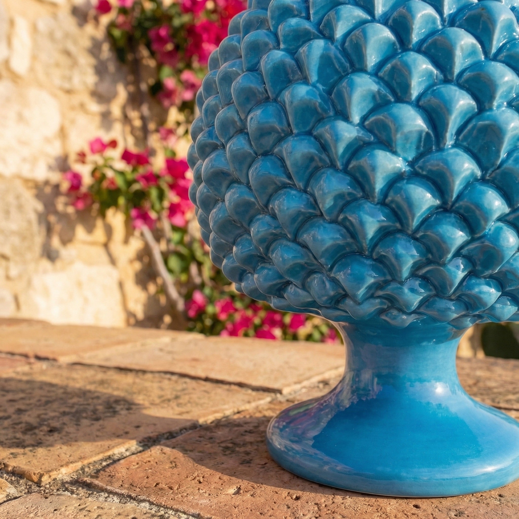 Pigna Artigianale in Ceramica di Caltagirone h 15/40 cm - Turchese
