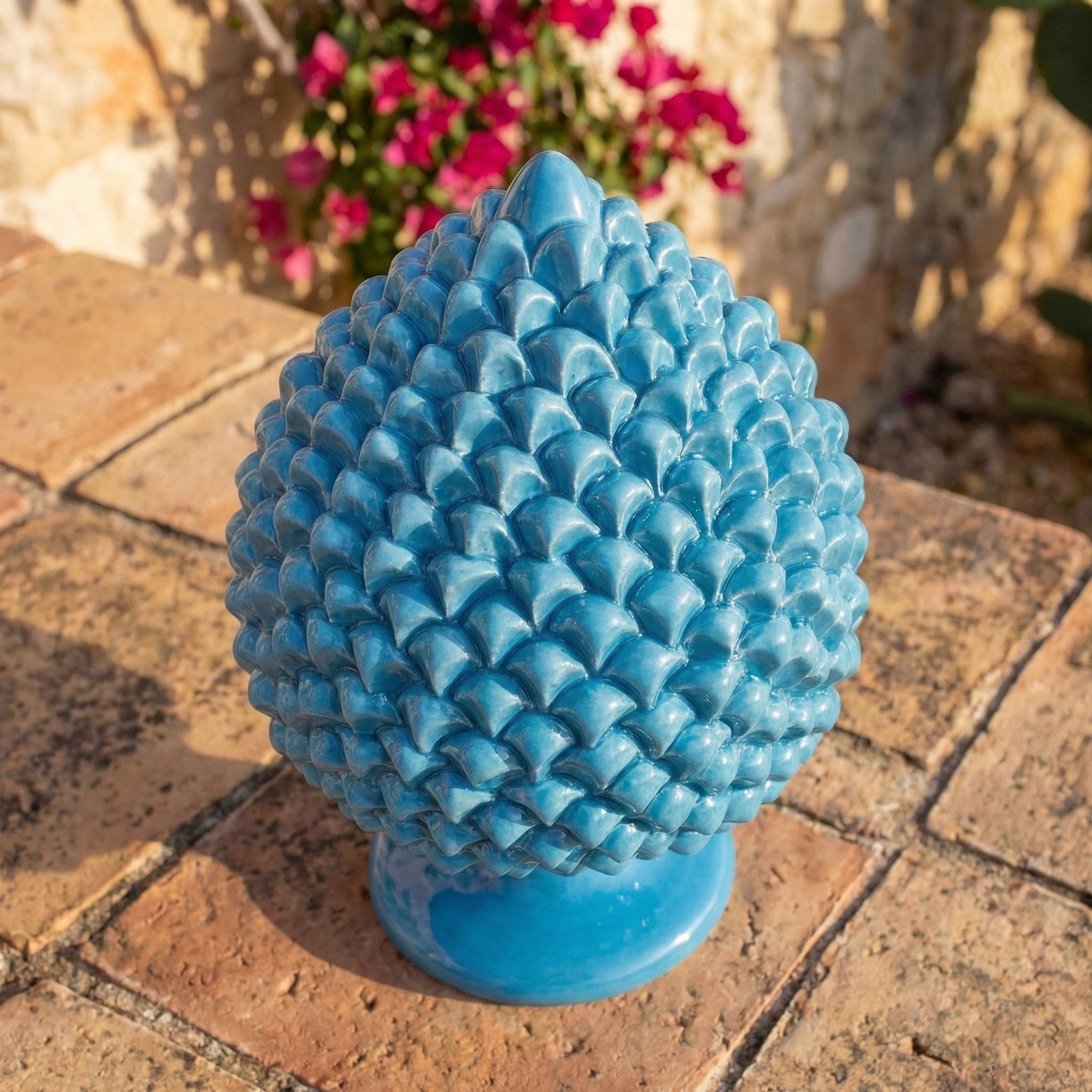 Pigna Artigianale in Ceramica di Caltagirone h 15/40 cm - Turchese