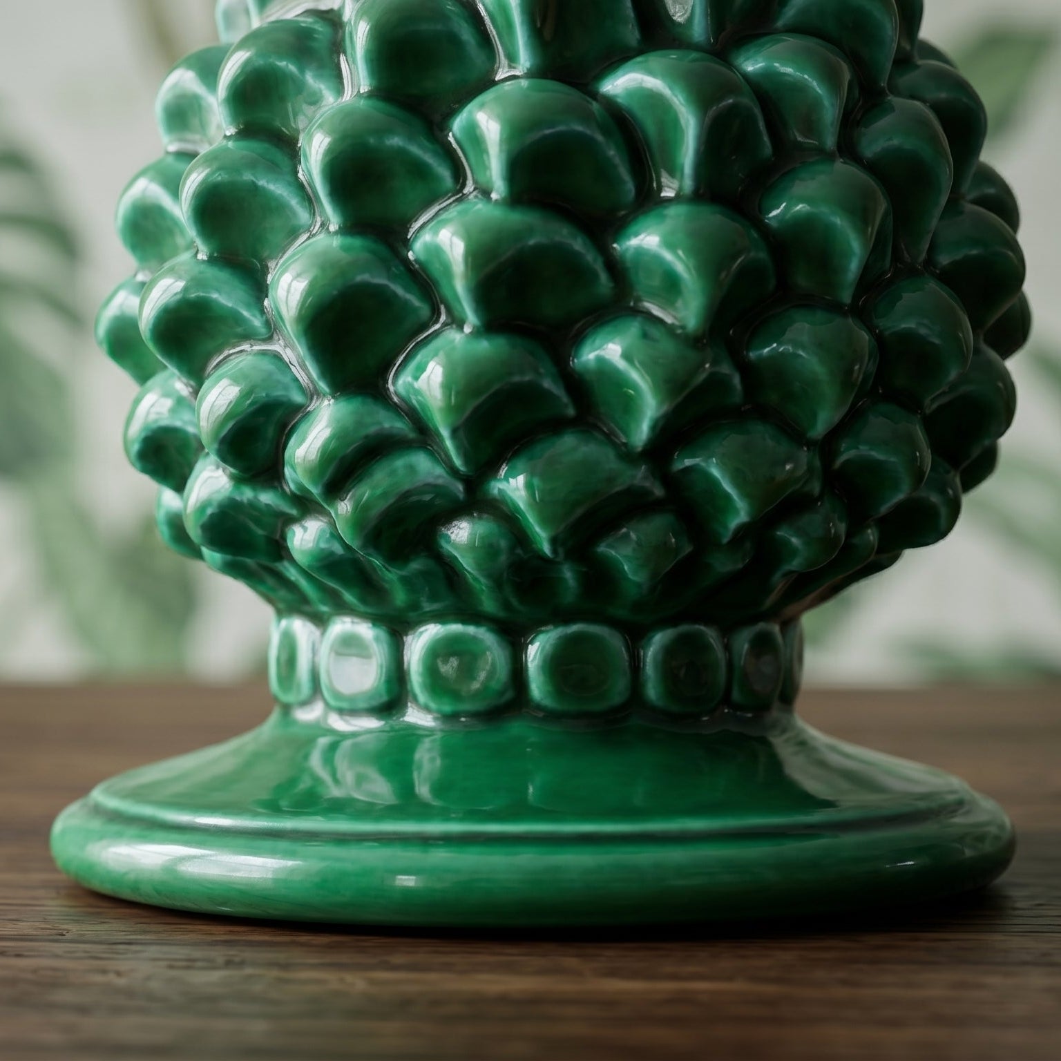 Portacandela a Pigna in Ceramica di Caltagirone h 18 cm - Verde Smeraldo | Bomboniera