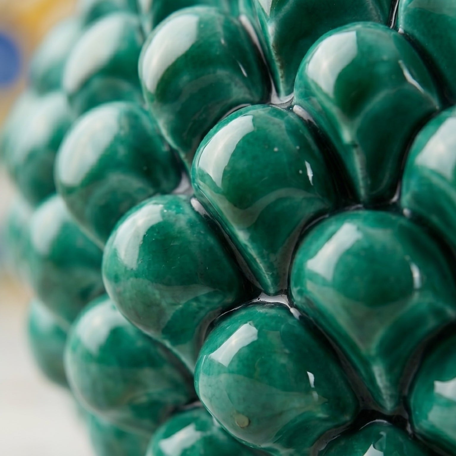 Biscottiera a Pigna in Ceramica di Caltagirone Ø 20 cm - Verde Smeraldo