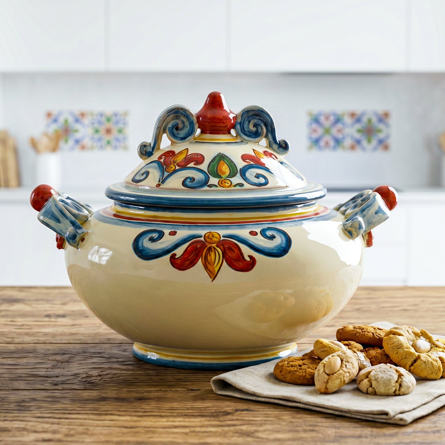 Portadolci Medio in Ceramica di Caltagirone Ø 23 cm - Decoro Sicily