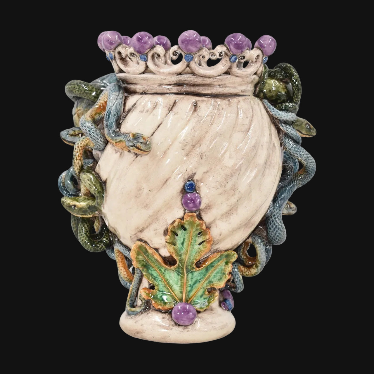 Testa Medusa h 20 cm - Lustro Glicine | Ceramica Caltagirone