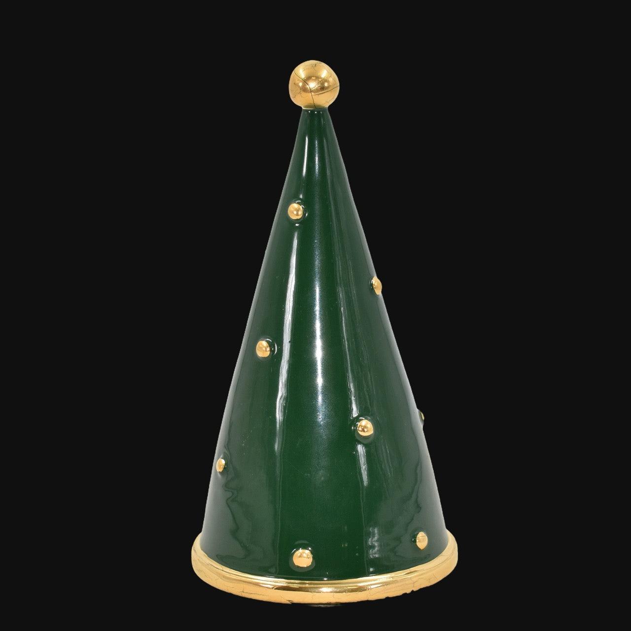 Albero di Natale cono moderno in ceramica di Caltagirone, decorato oro, fatti a mano