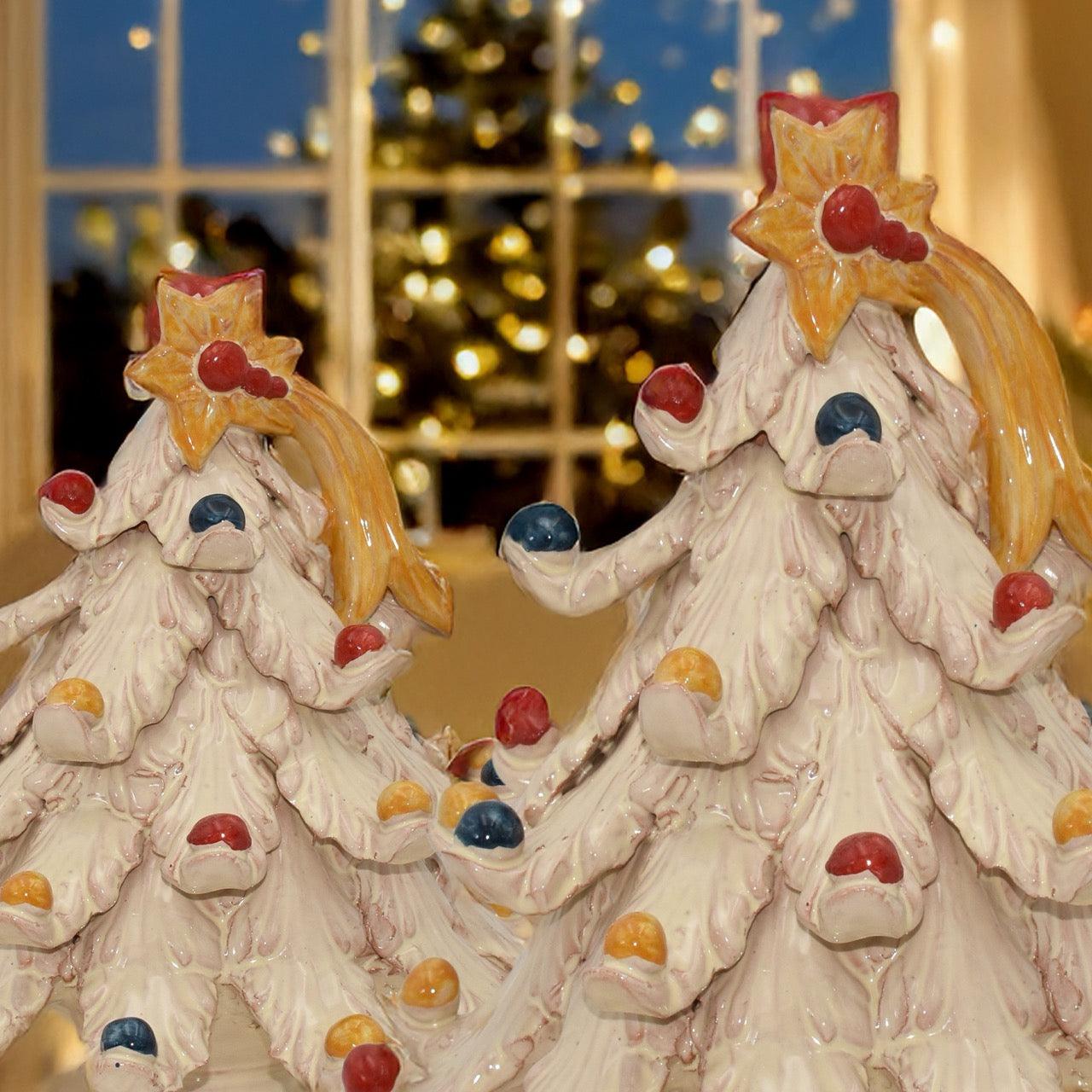 Albero di Natale in ceramica artigianale, ceramiche Caltagirone fatti a mano, decorazioni natalizie
