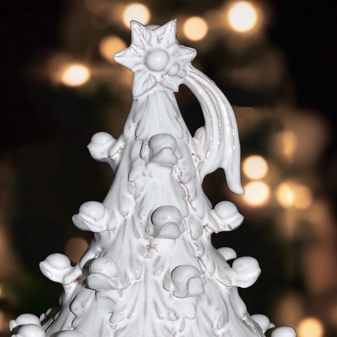 Albero di Natale in ceramica bianca fatti a mano, Ceramiche di Caltagirone Sofia