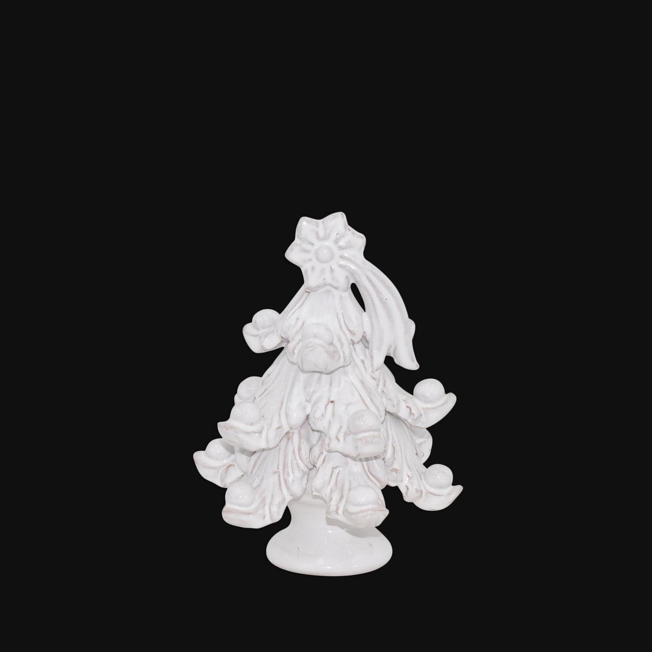 Albero di Natale in ceramica bianca, ceramiche Caltagirone fatti a mano, Sofia