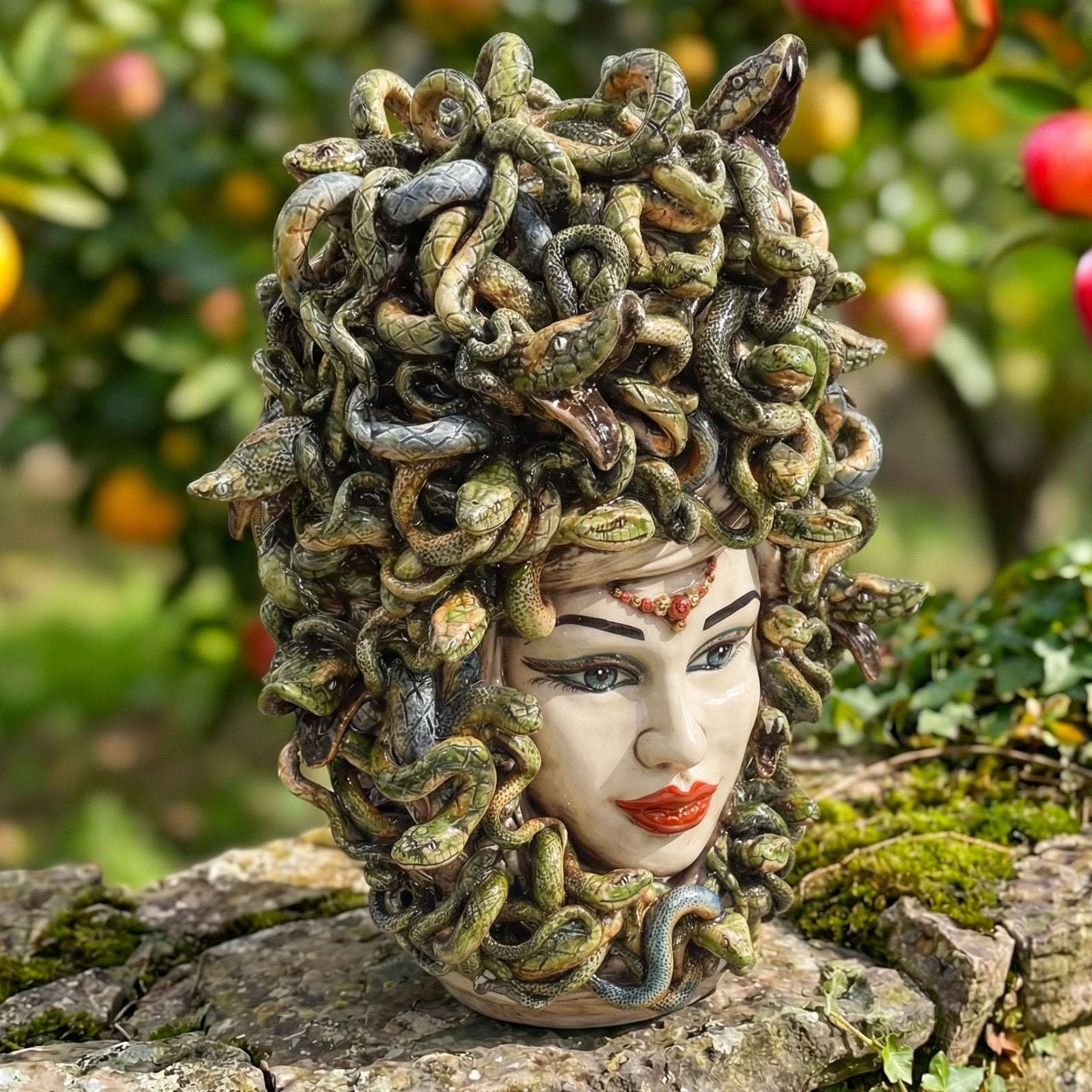Testa Medusa h 48 cm - Madreperla Antichizzato | Ceramica Caltagirone