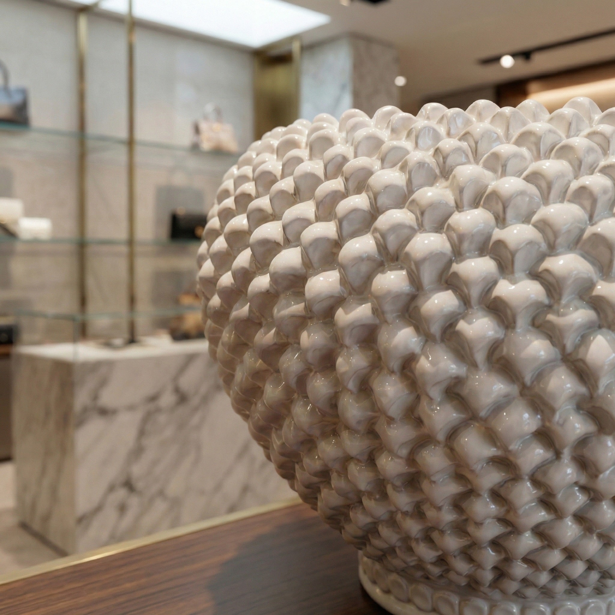 Cachepot a Pigna in Ceramica di Caltagirone - White Line