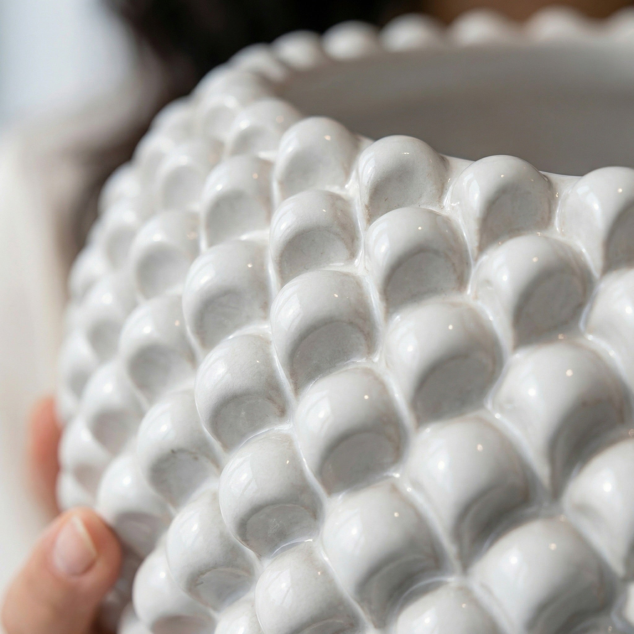 Cachepot a Pigna in Ceramica di Caltagirone - White Line