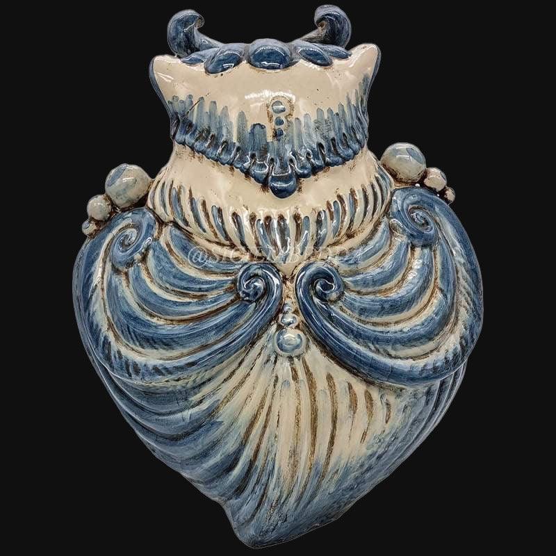 Gufo in ceramica di Caltagirone blu, decorazione artigianale fatti a mano, Sofia
