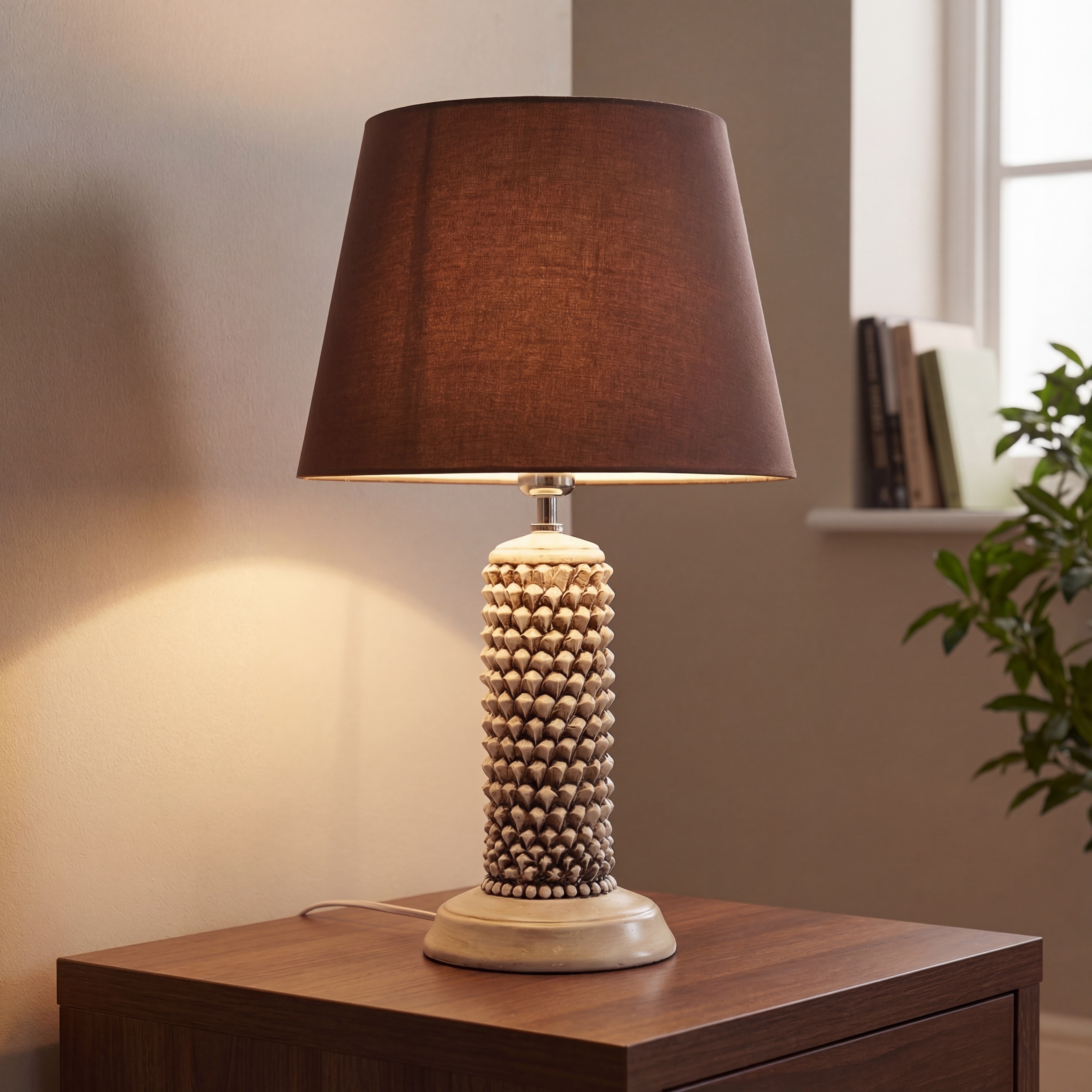 Lume pigna cilindro h 60 Madreperla Antichizzato in ceramica di Caltagirone - Ceramiche di Caltagirone Sofia