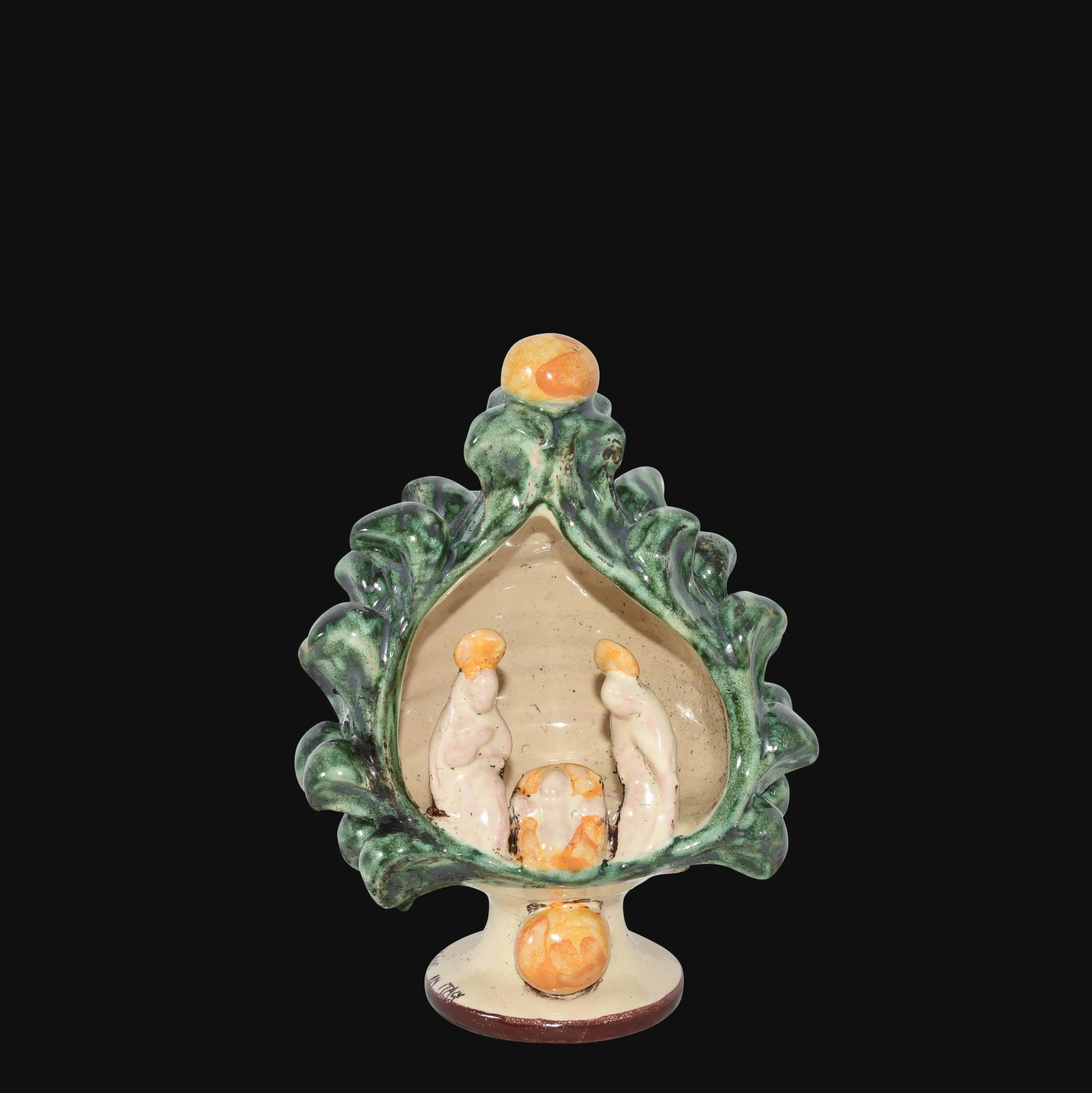 Natività a pigna in ceramica caltagirone fatti a mano, verde arancio, artigianato Sofia.