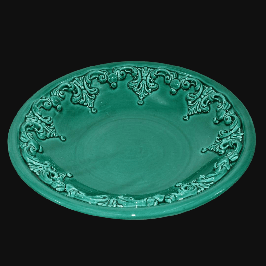 Piatto svuota tasche verde smeraldo, ceramiche Caltagirone Sofia, fatti a mano, decorazioni artigianali