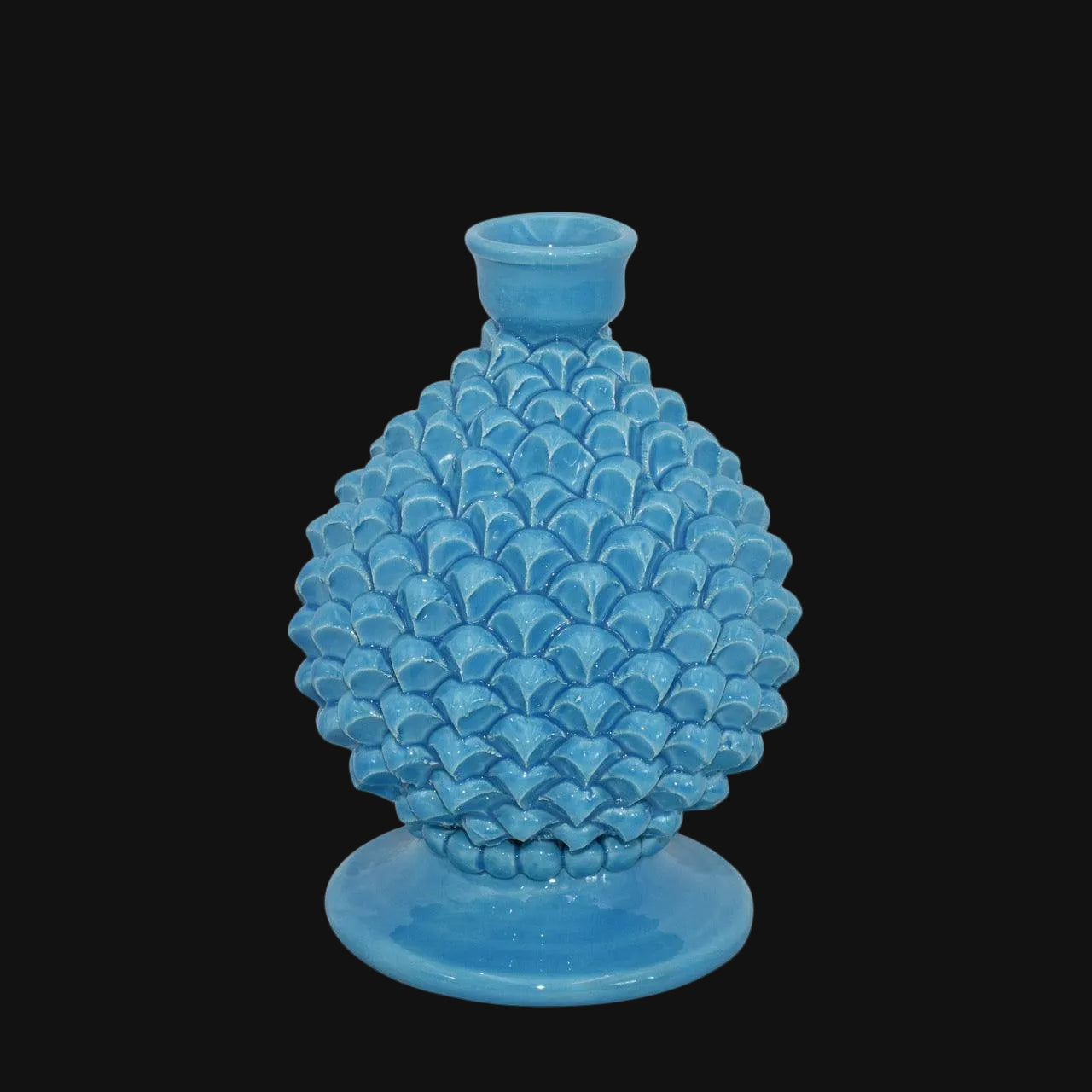 Portacandela a pigna h 18 turchese – Bomboniera in ceramica di Caltagirone - Ceramiche di Caltagirone Sofia