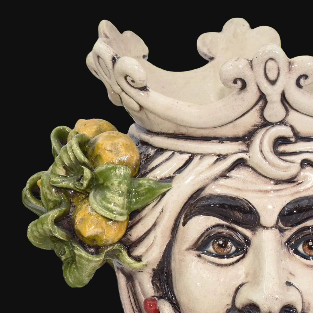 Testa h 25 con limoni siciliani gialli in madreperla uomo - Ceramiche di Caltagirone Sofia