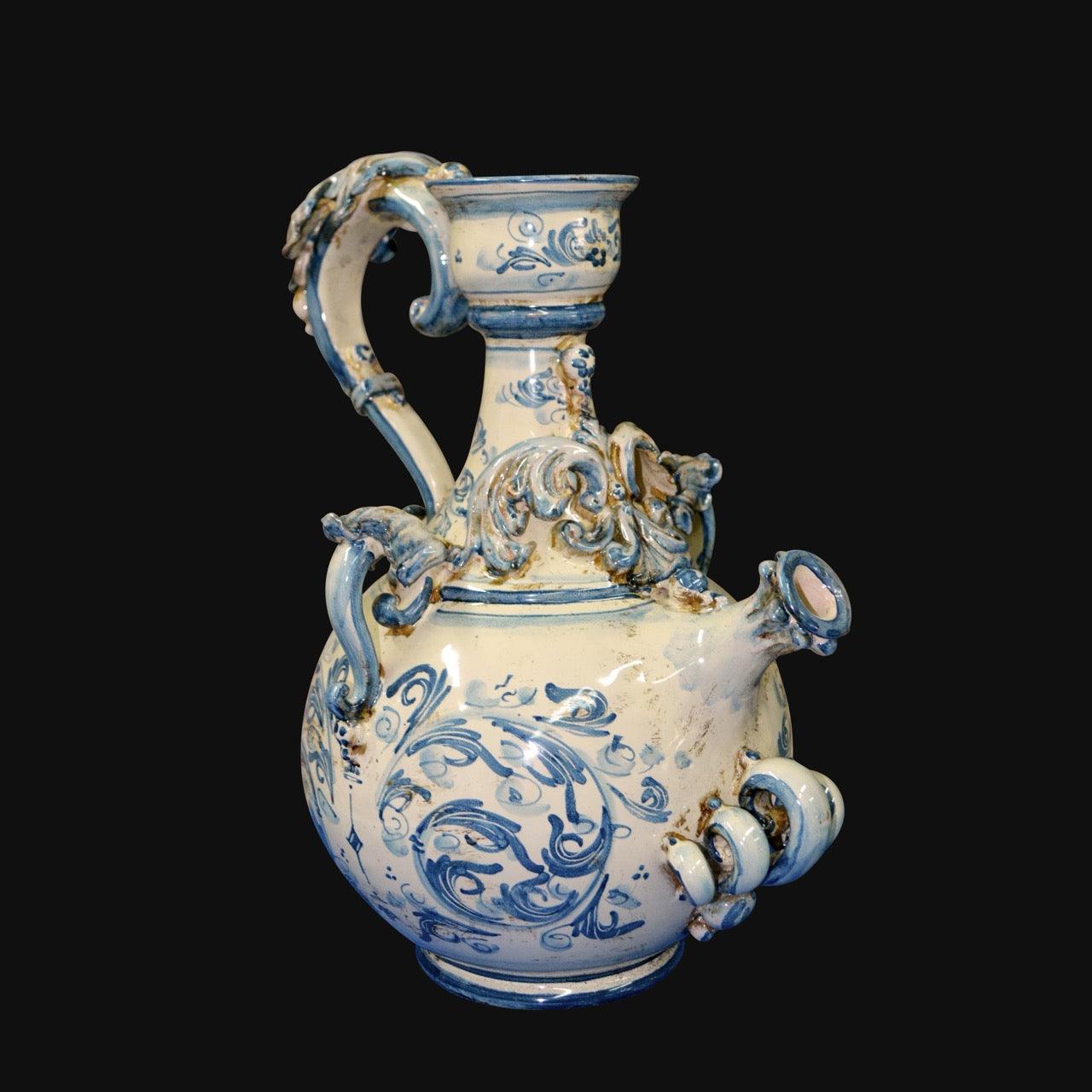Versatoio Sofia mono blu in ceramica siciliana, decorato a mano, ceramiche Caltagirone