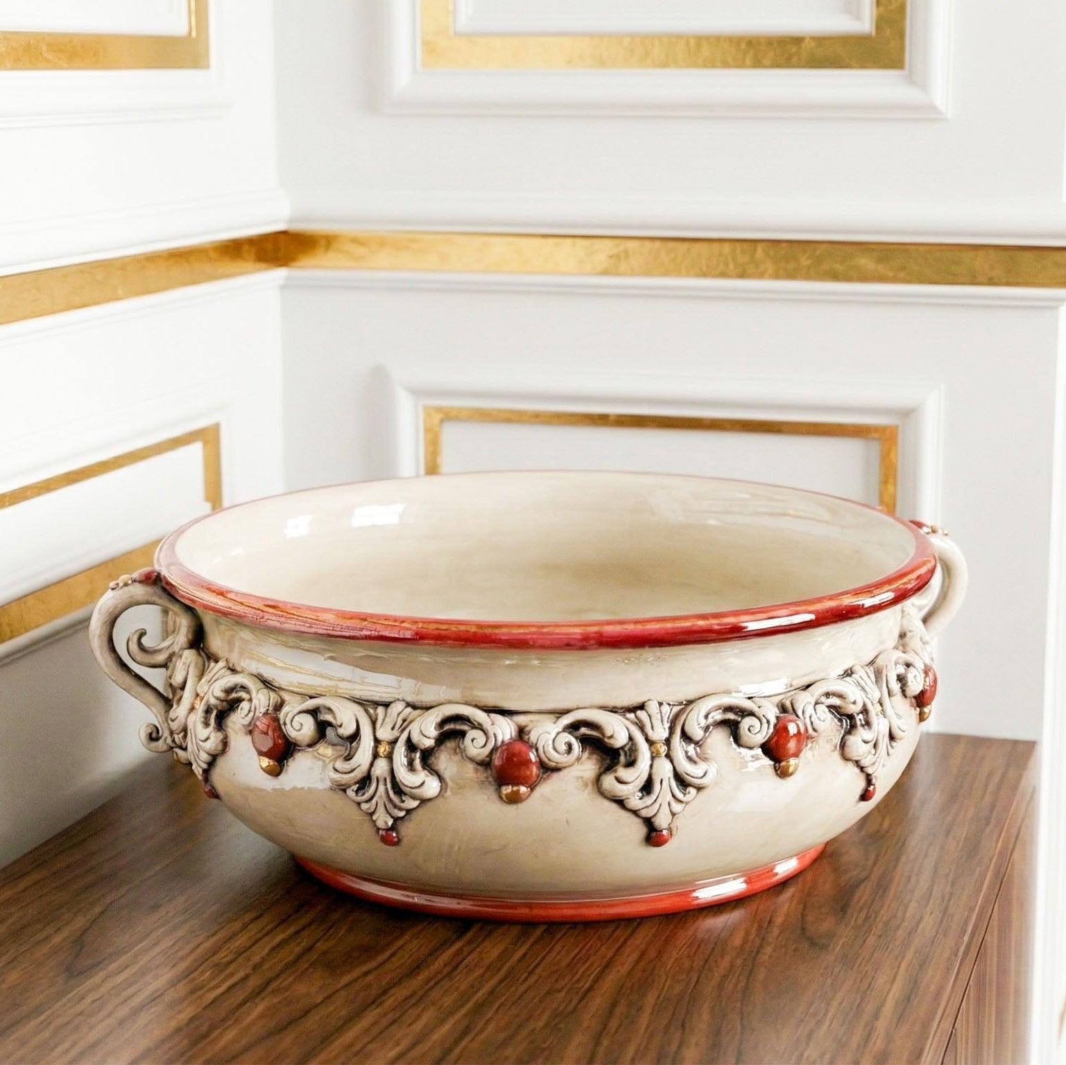 Centrotavola in Ceramica di Caltagirone Ø 30/40 cm - Madreperla Oro e Lustri