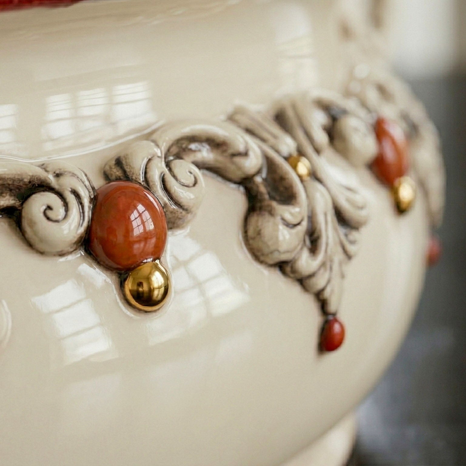 Centrotavola in Ceramica di Caltagirone Ø 30/40 cm - Madreperla Oro e Lustri