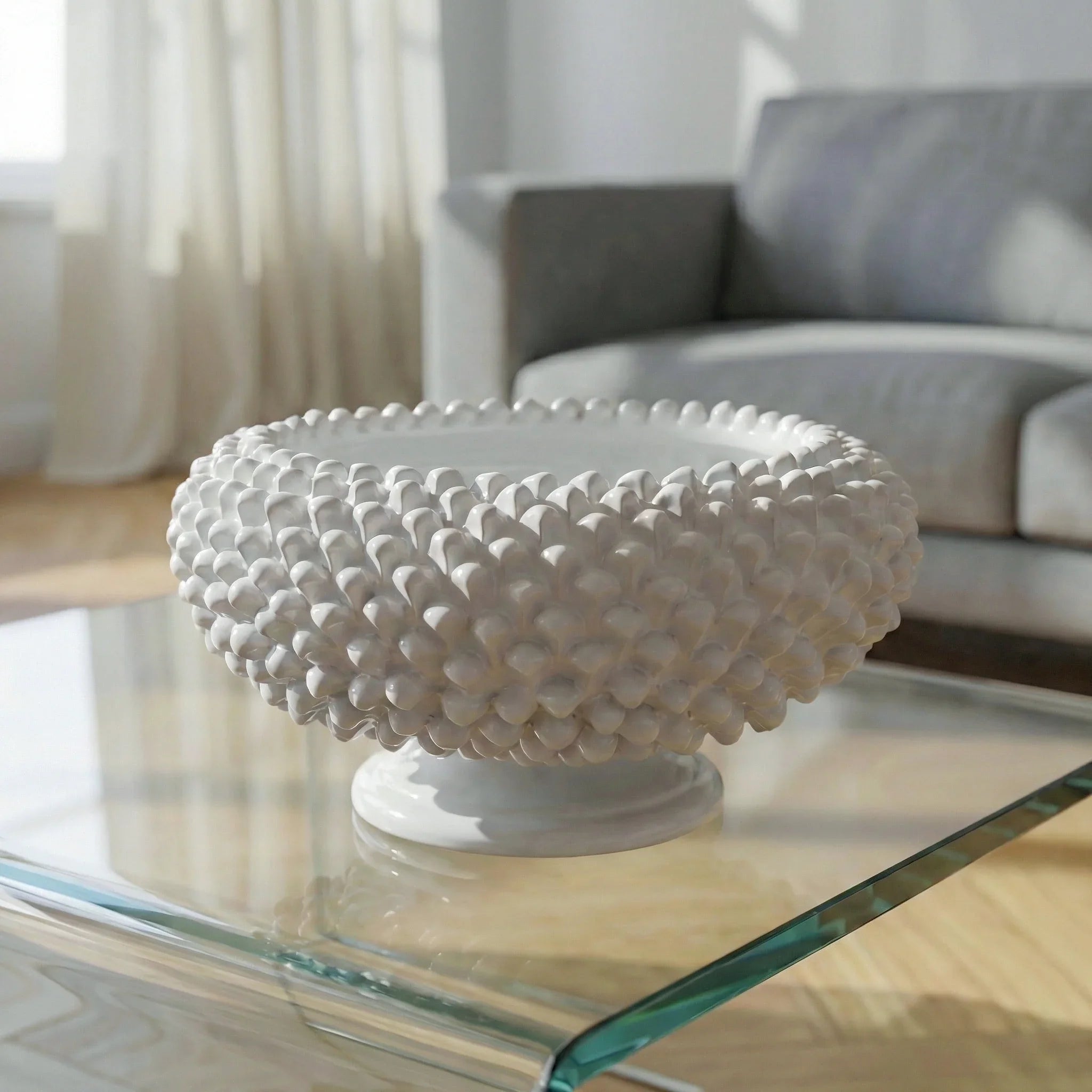 Alzata a Pigna in Ceramica di Caltagirone Ø 25/33 cm - White Line
