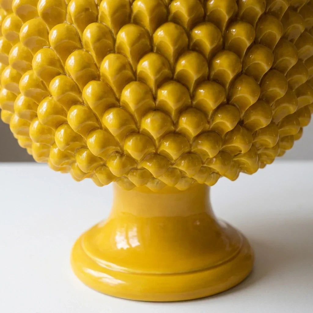 Vaso Mezza Pigna in Ceramica di Caltagirone - Senape