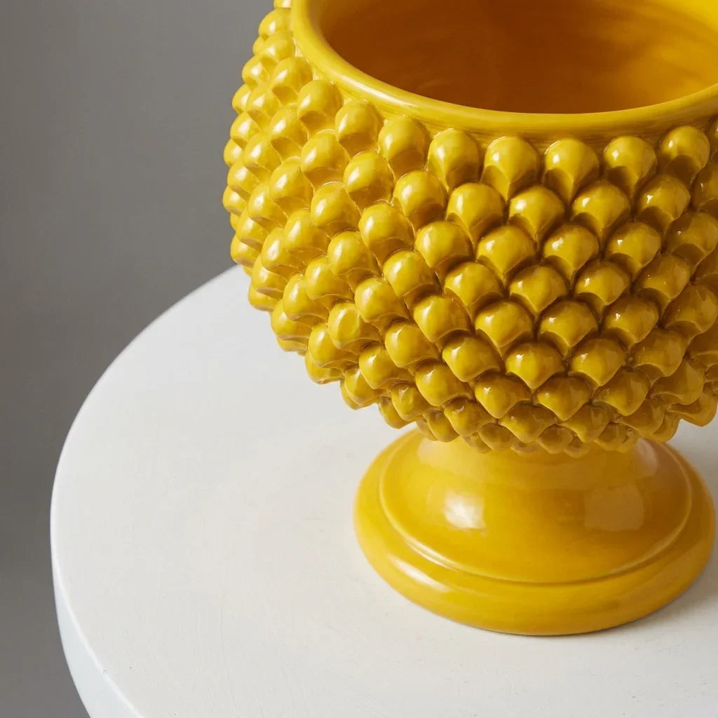 Vaso Mezza Pigna in Ceramica di Caltagirone - Senape