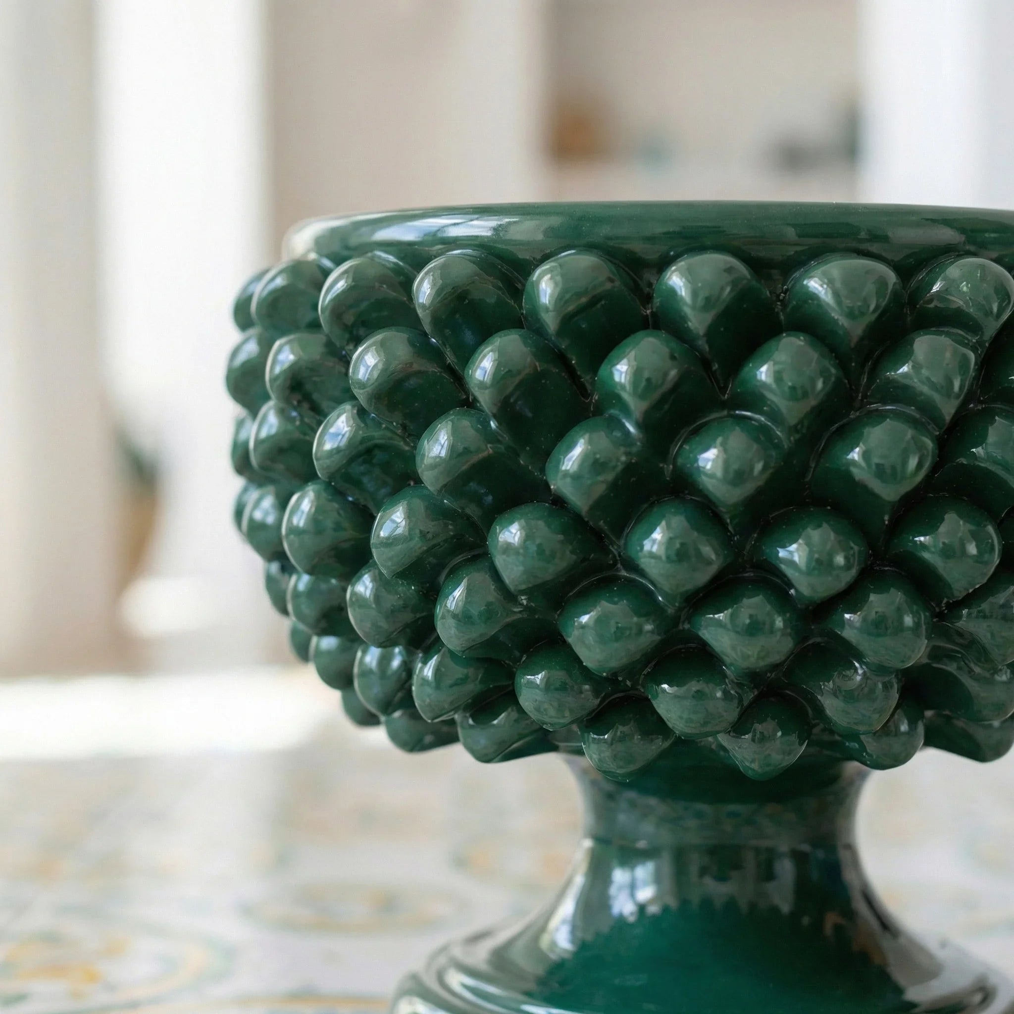 Vaso Mezza Pigna in Ceramica di Caltagirone - Verde Antico