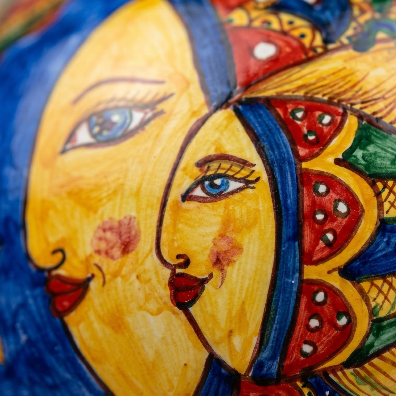 Lume Potiche in Ceramica di Caltagirone - Decoro Pesci, Fondo Blu